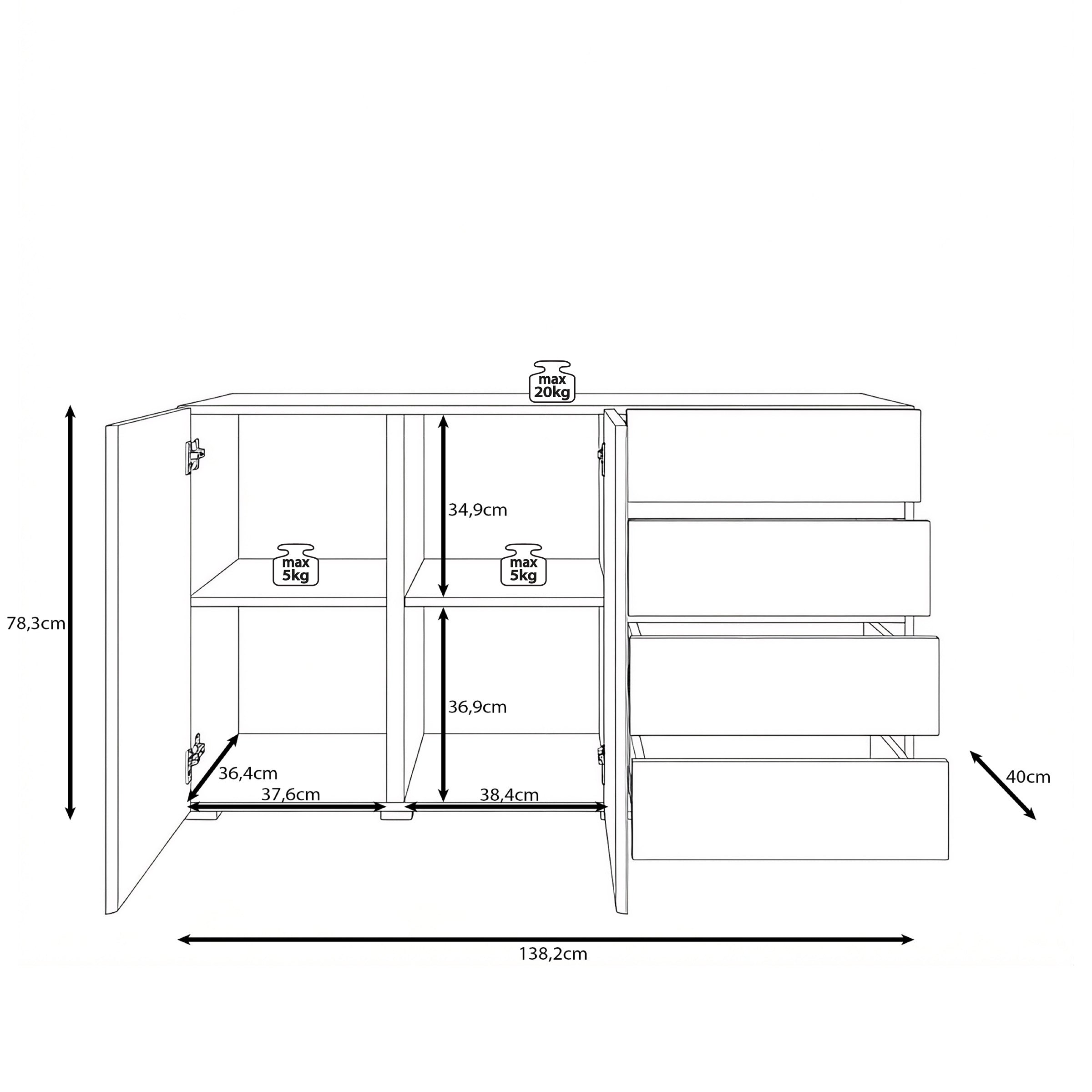 Aroji - Dressoir - Beige - 138x40x78 cm