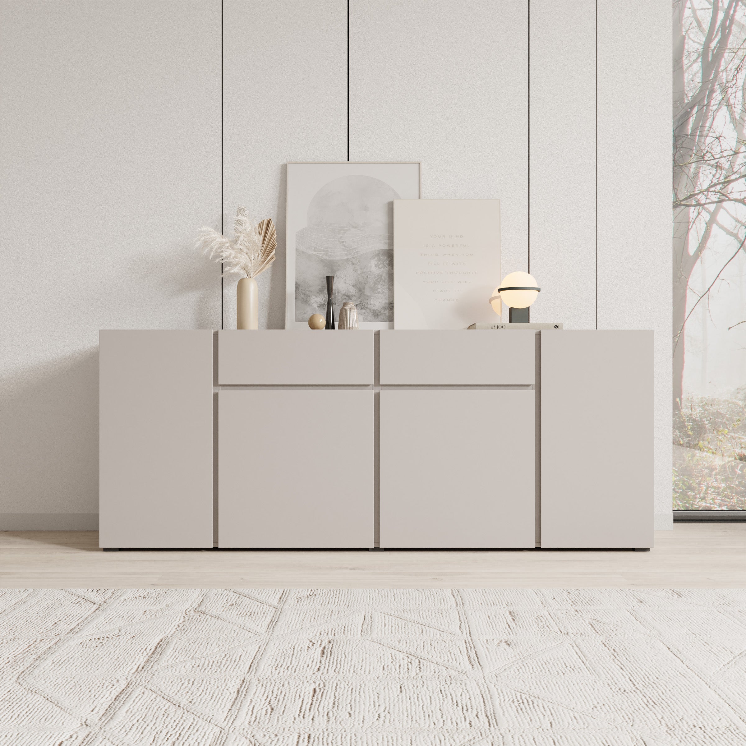 Aroji - Dressoir - Beige - 195x40x78 cm