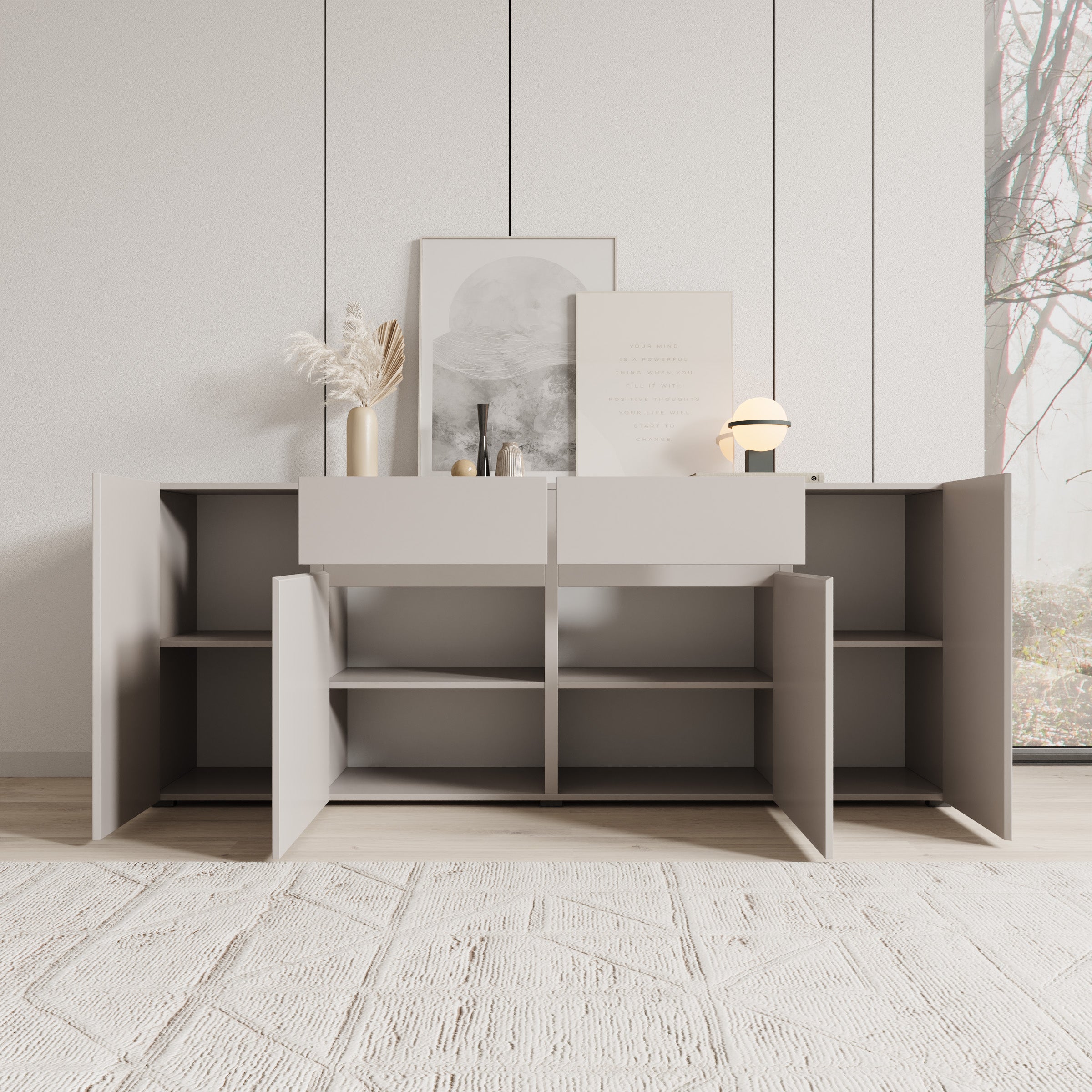 Aroji - Dressoir - Beige - 195x40x78 cm