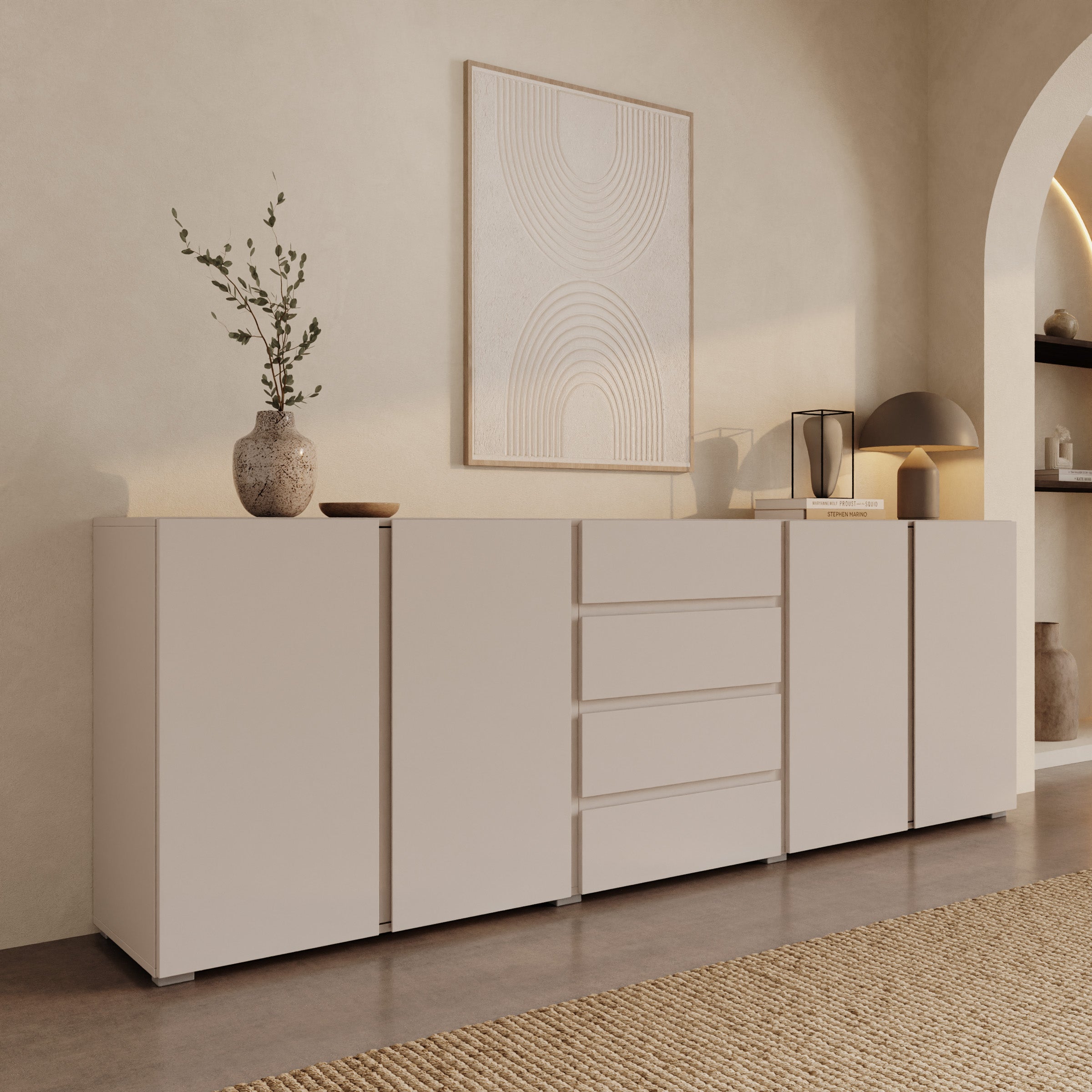 Aroji - Dressoir - Beige - 222x40x78 cm