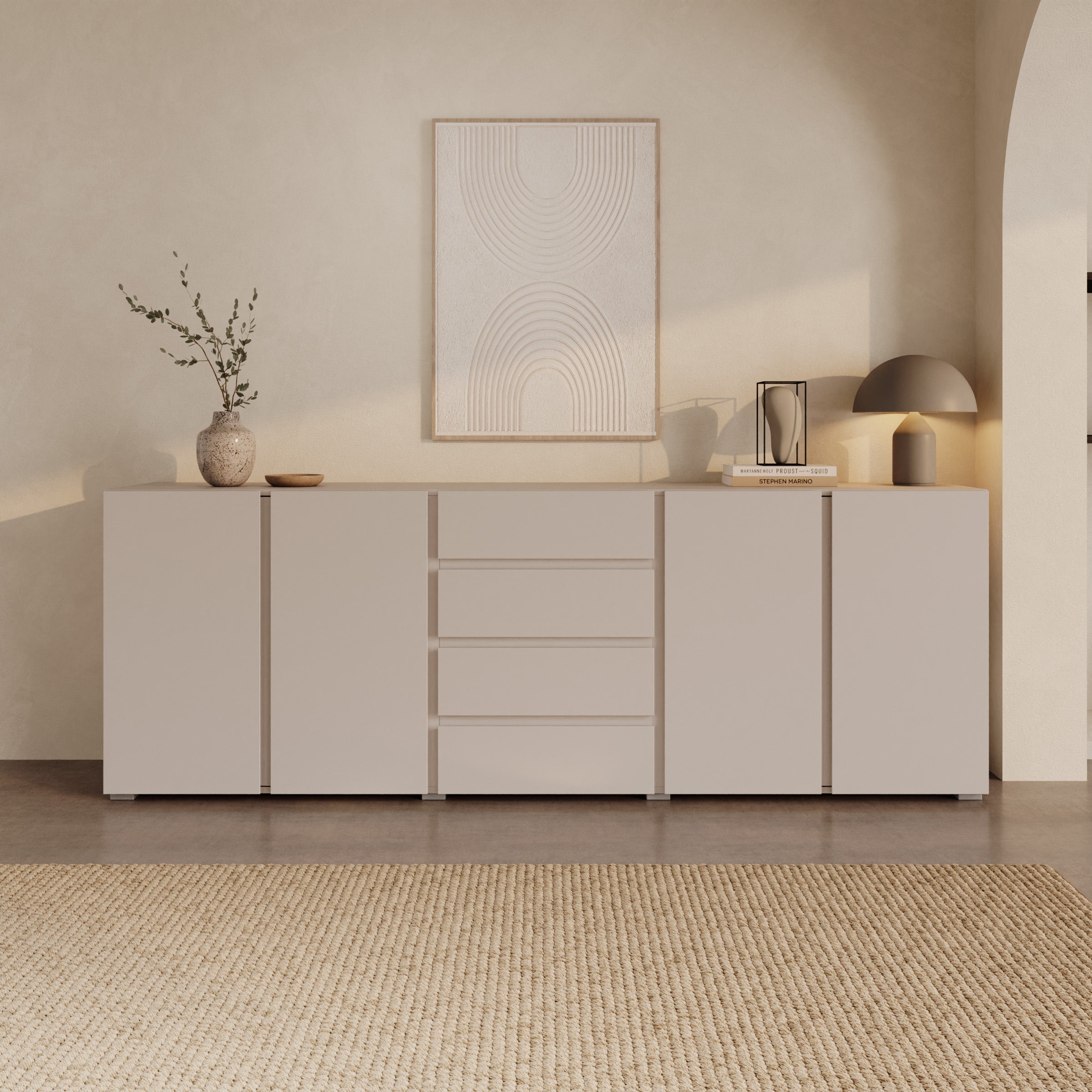 Aroji - Dressoir - Beige - 222x40x78 cm