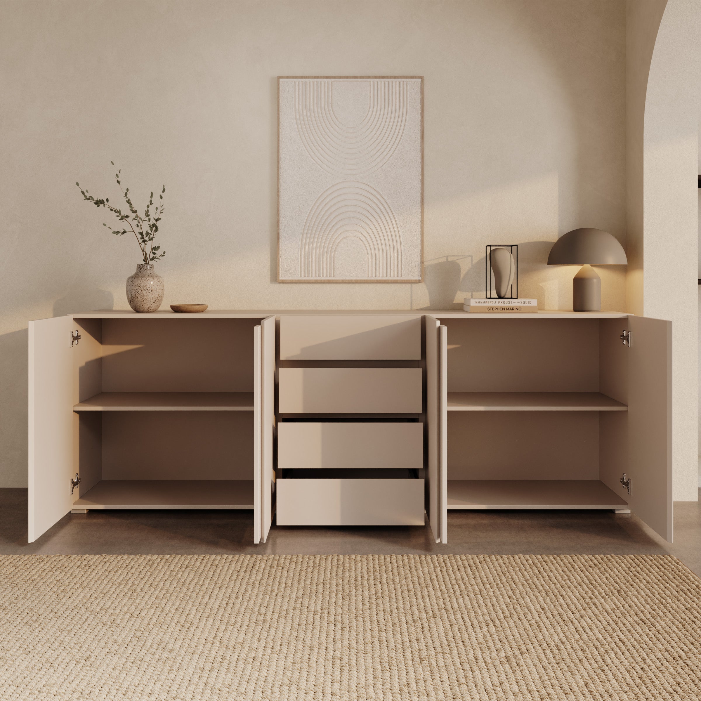 Aroji - Dressoir - Beige - 222x40x78 cm