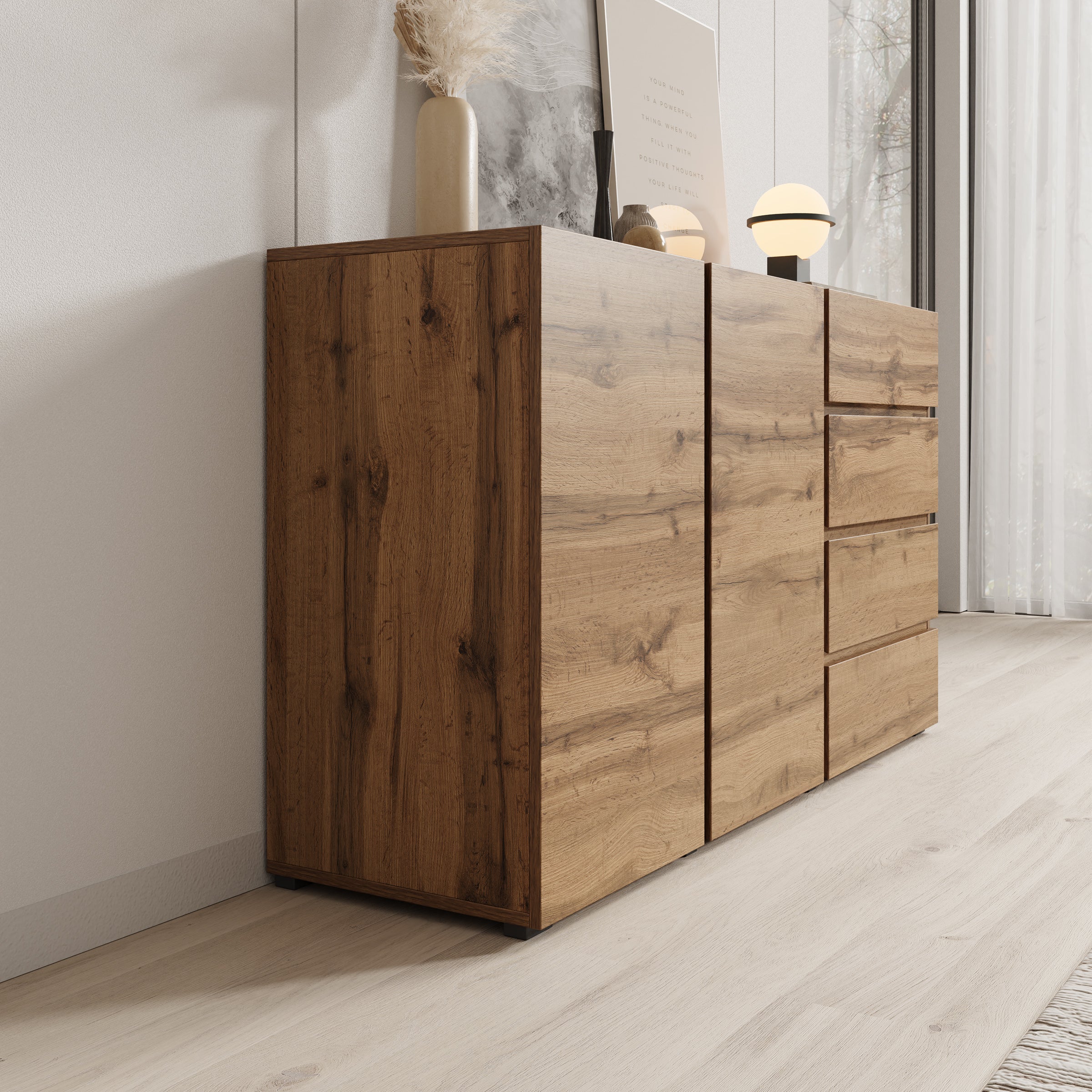 Aroji - Dressoir - Eikenpatroon - 138x40x78 cm