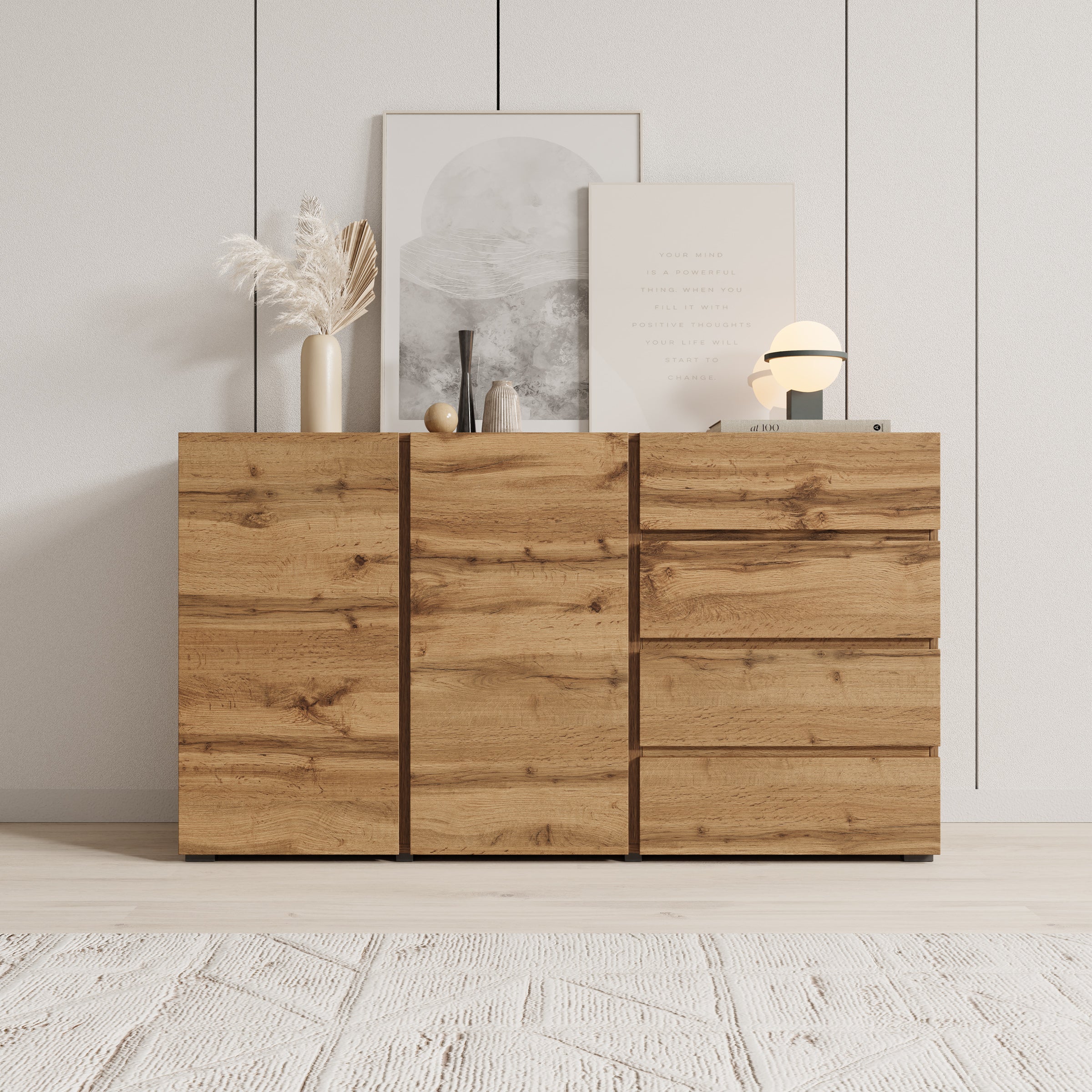 Aroji - Dressoir - Eikenpatroon - 138x40x78 cm