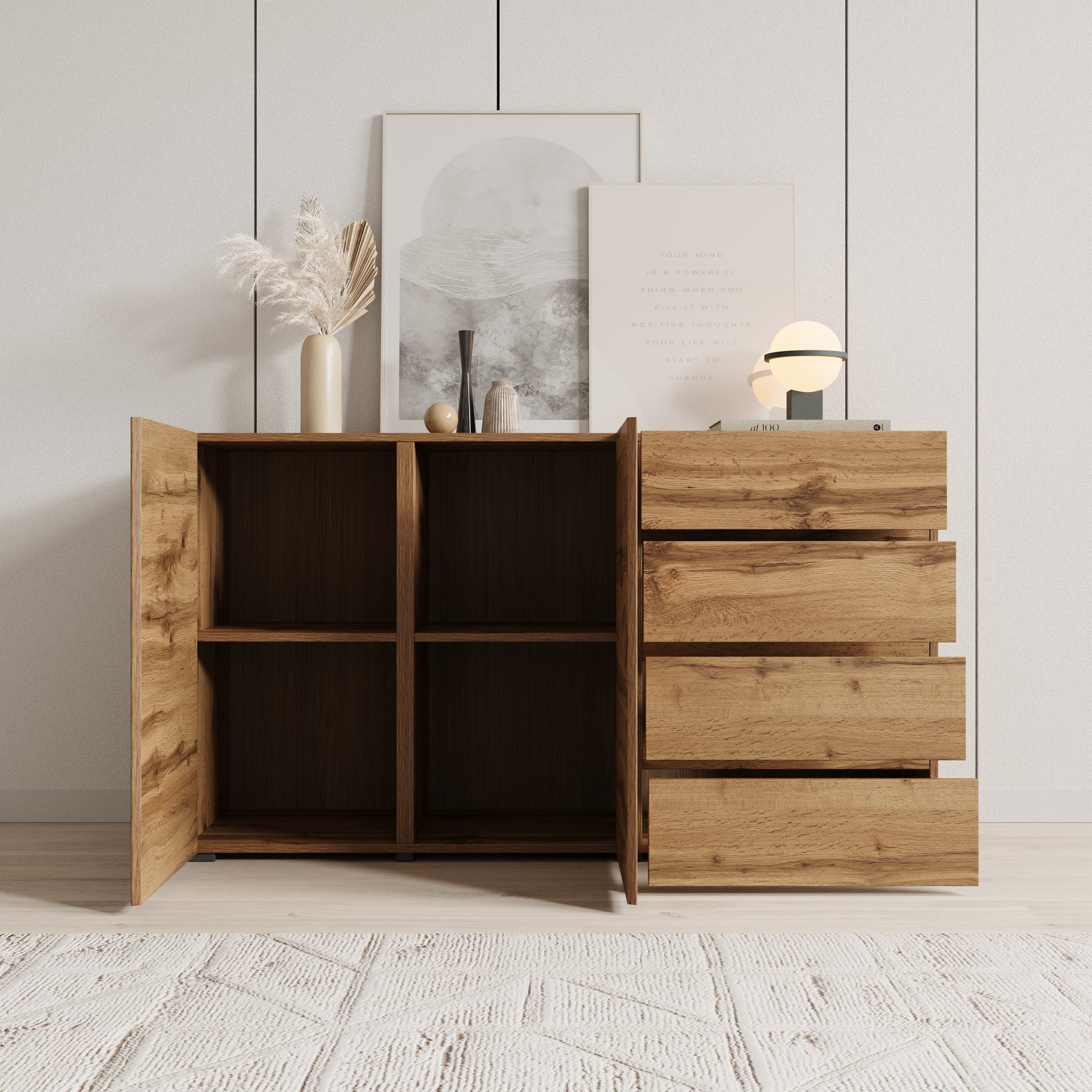 Aroji - Dressoir - Eikenpatroon - 138x40x78 cm