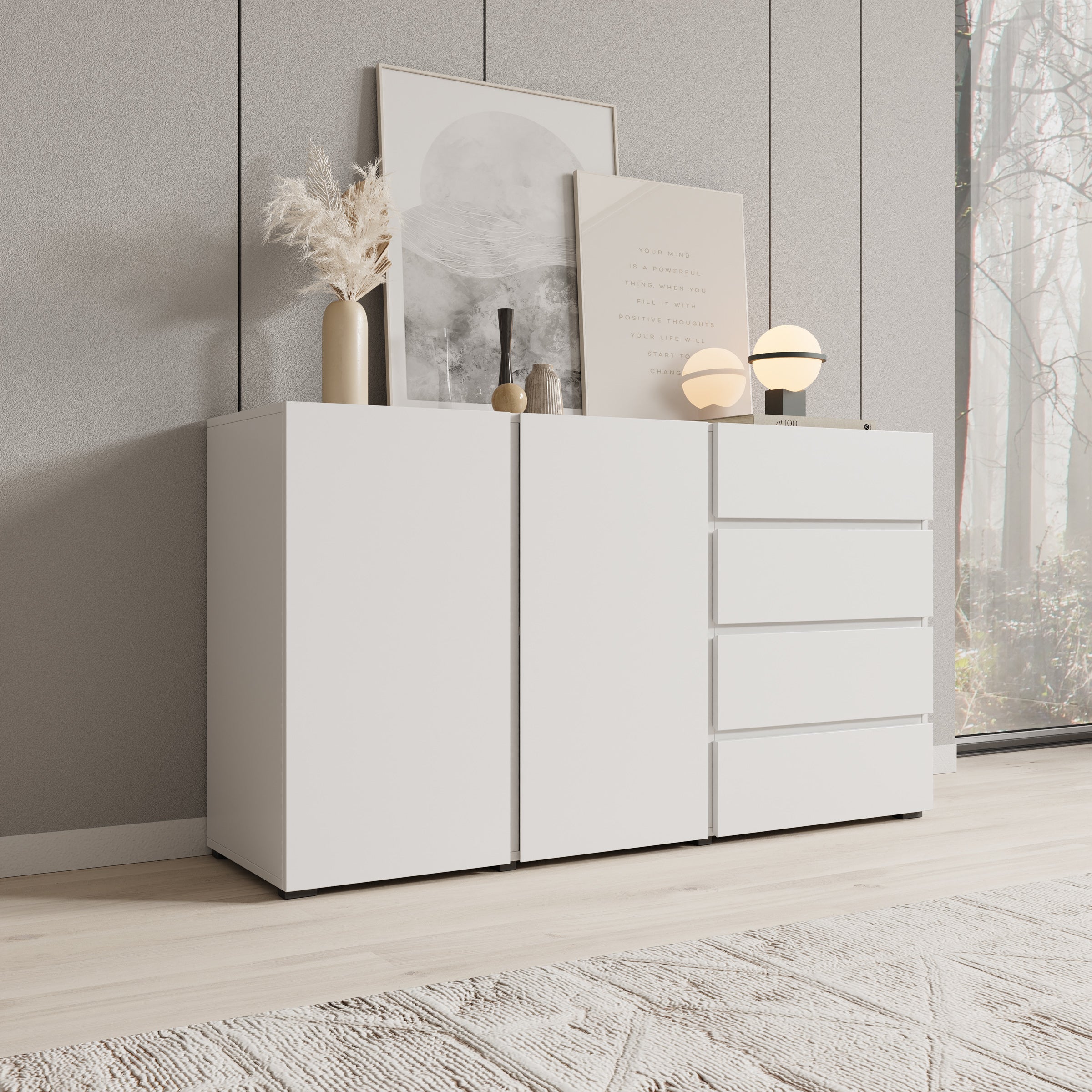 Aroji - Dressoir - Wit - 138x40x78 cm