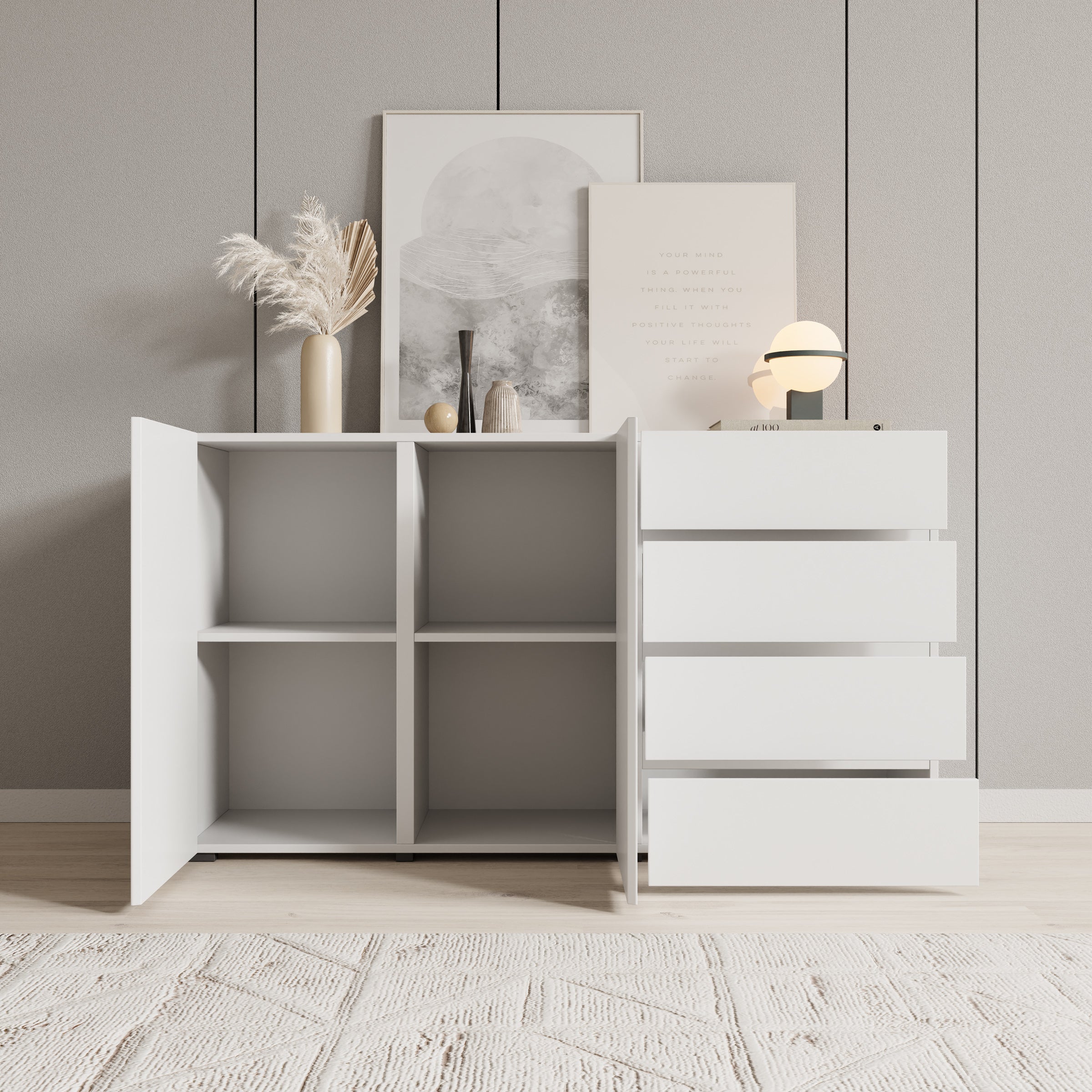 Aroji - Dressoir - Wit - 138x40x78 cm