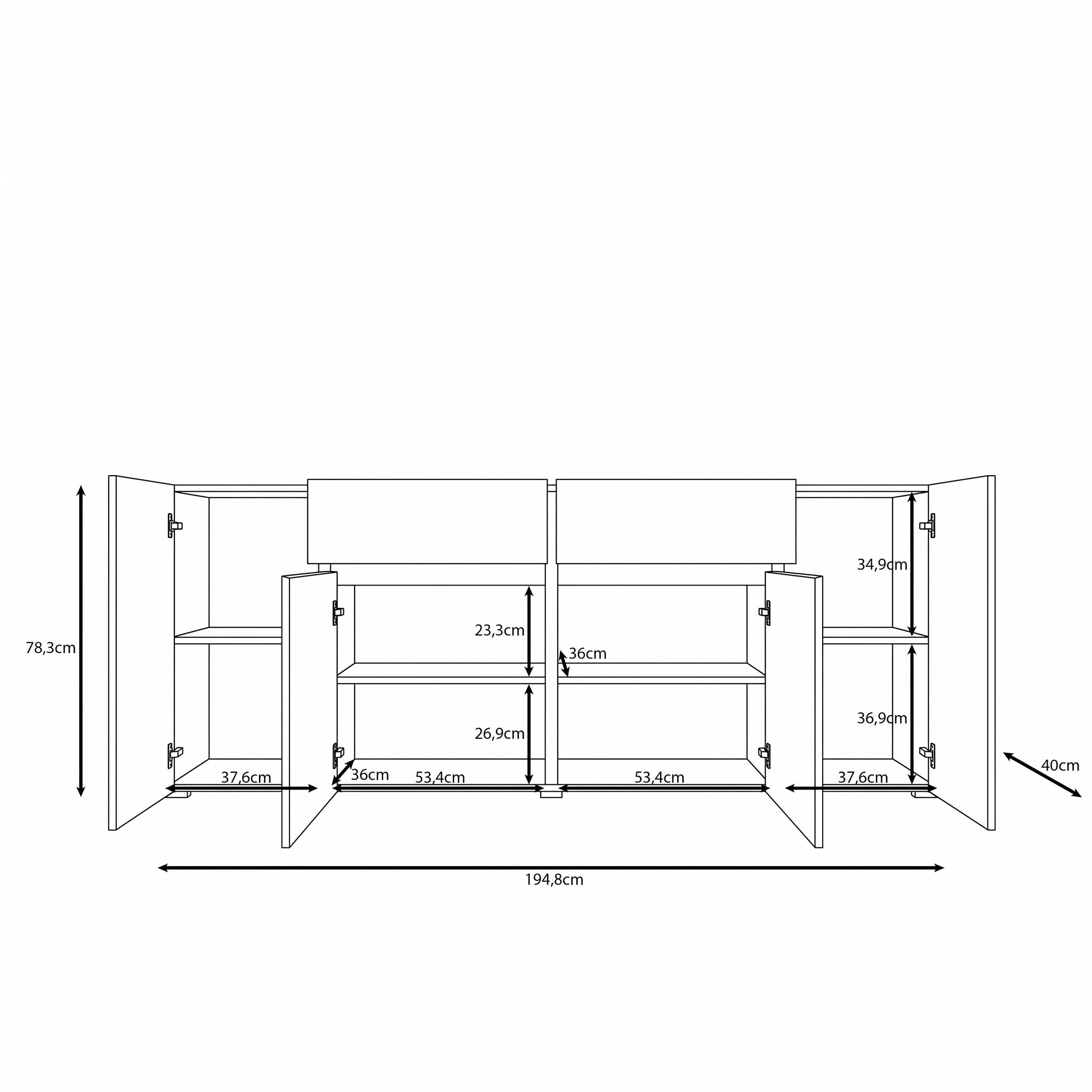 Aroji - Dressoir - Beige - 195x40x78 cm