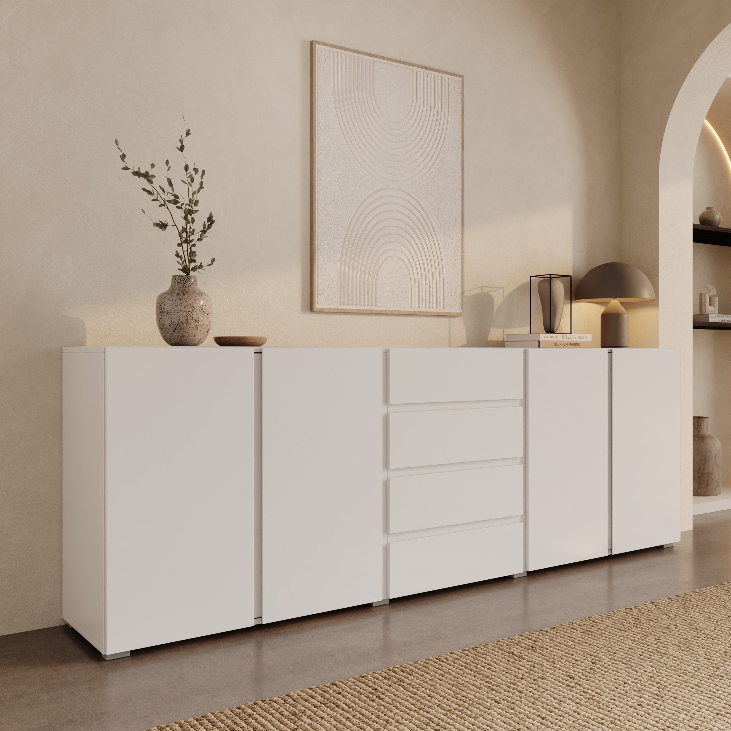 Aroji - Dressoir - Wit - 222x40x78 cm