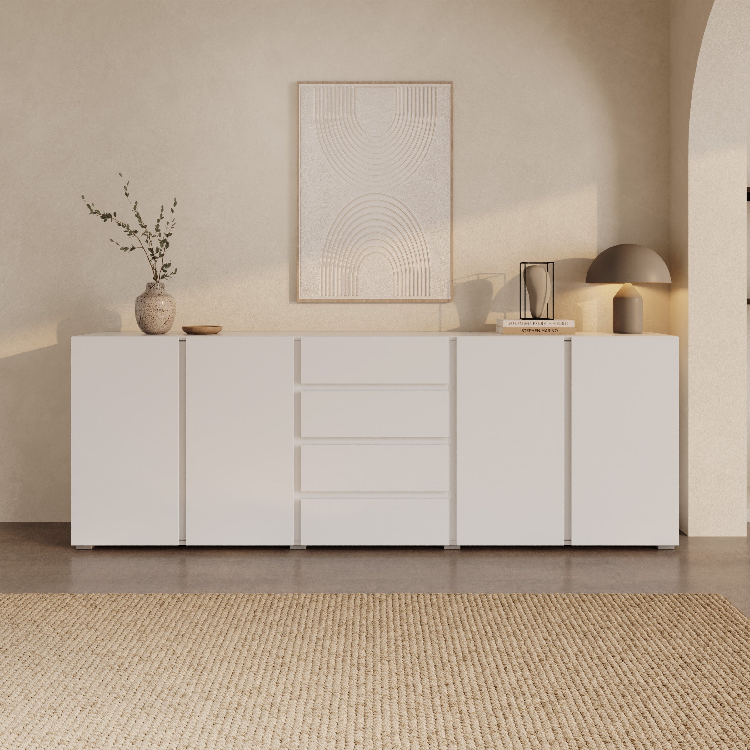 Aroji - Dressoir - Wit - 222x40x78 cm