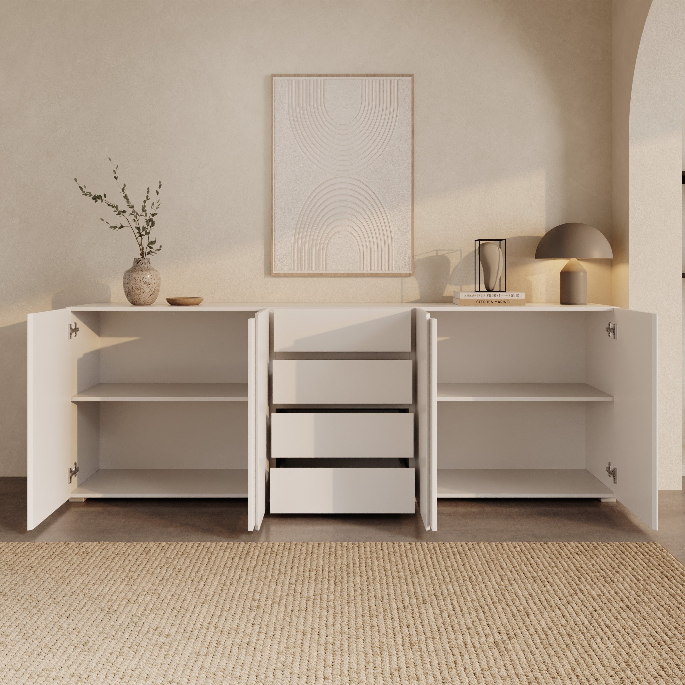 Aroji - Dressoir - Wit - 222x40x78 cm