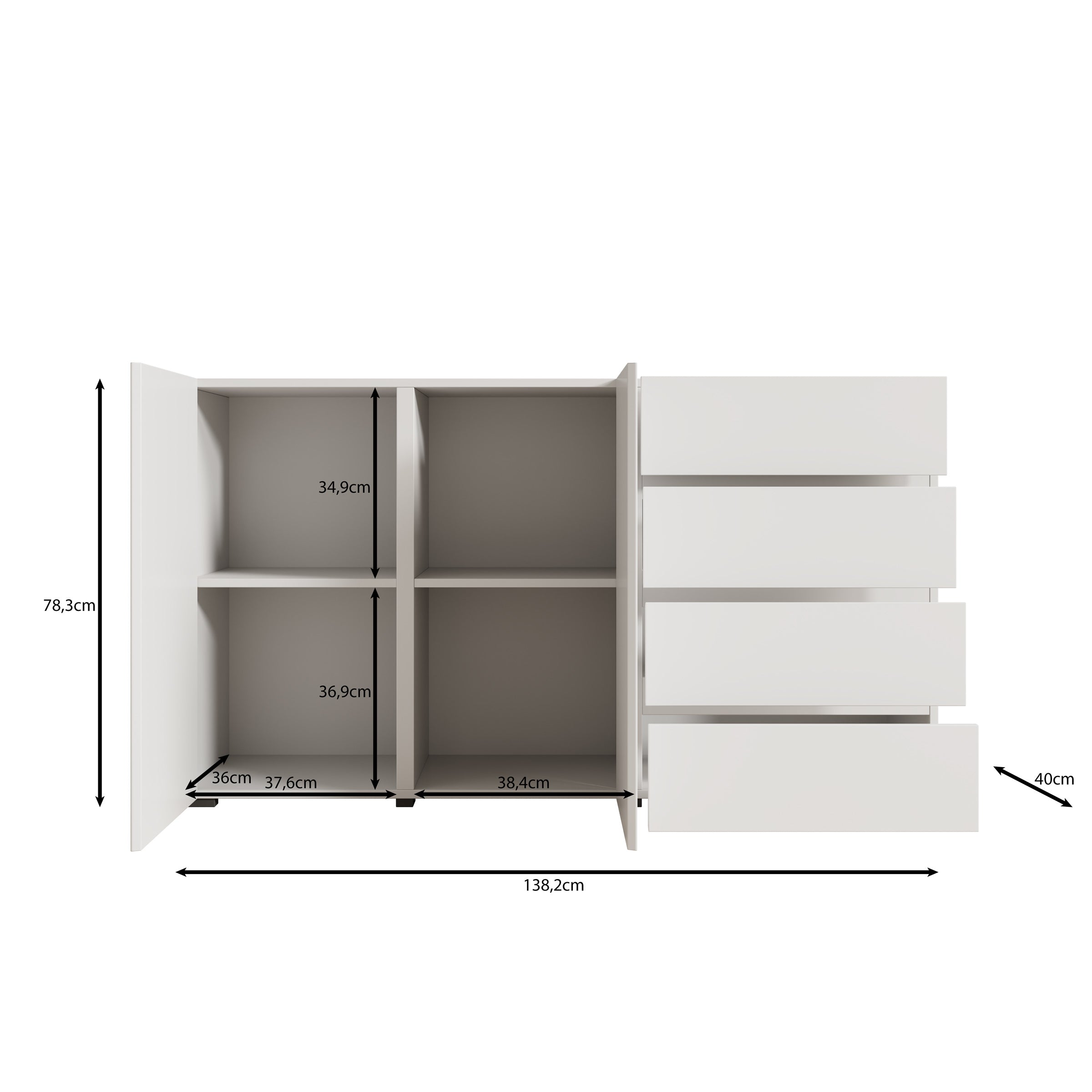 Aroji - Dressoir - Zwart - 138x40x78 cm