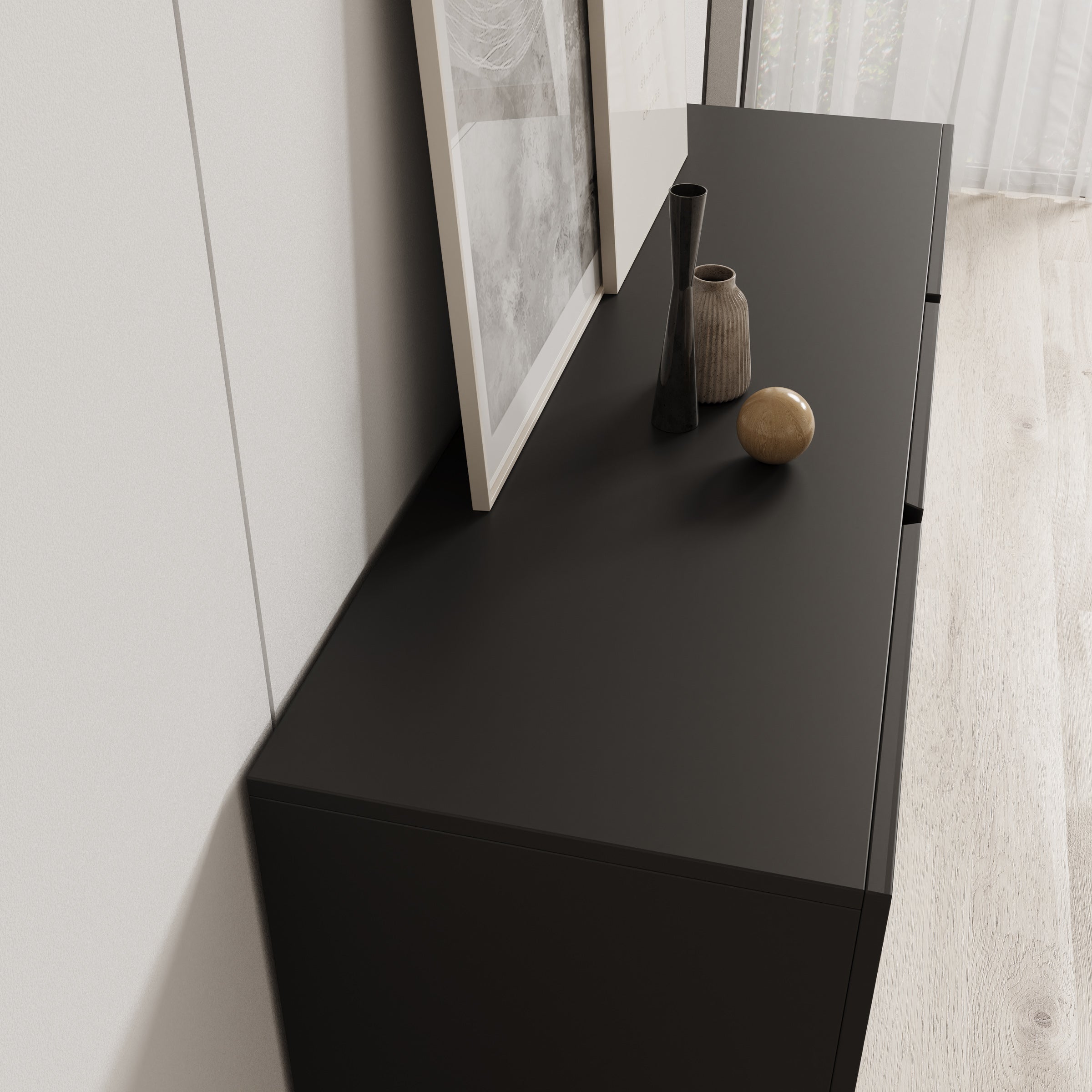 Aroji - Dressoir - Zwart - 138x40x78 cm