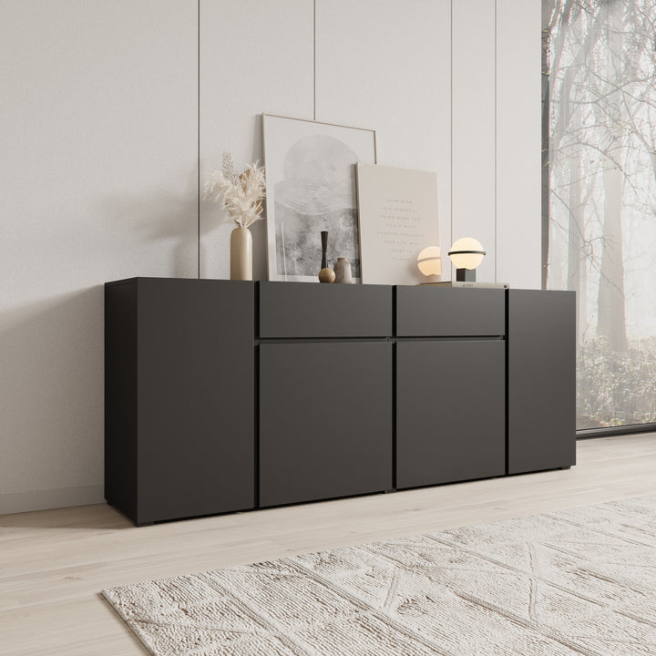 Aroji - Dressoir - Zwart - 195x40x78 cm