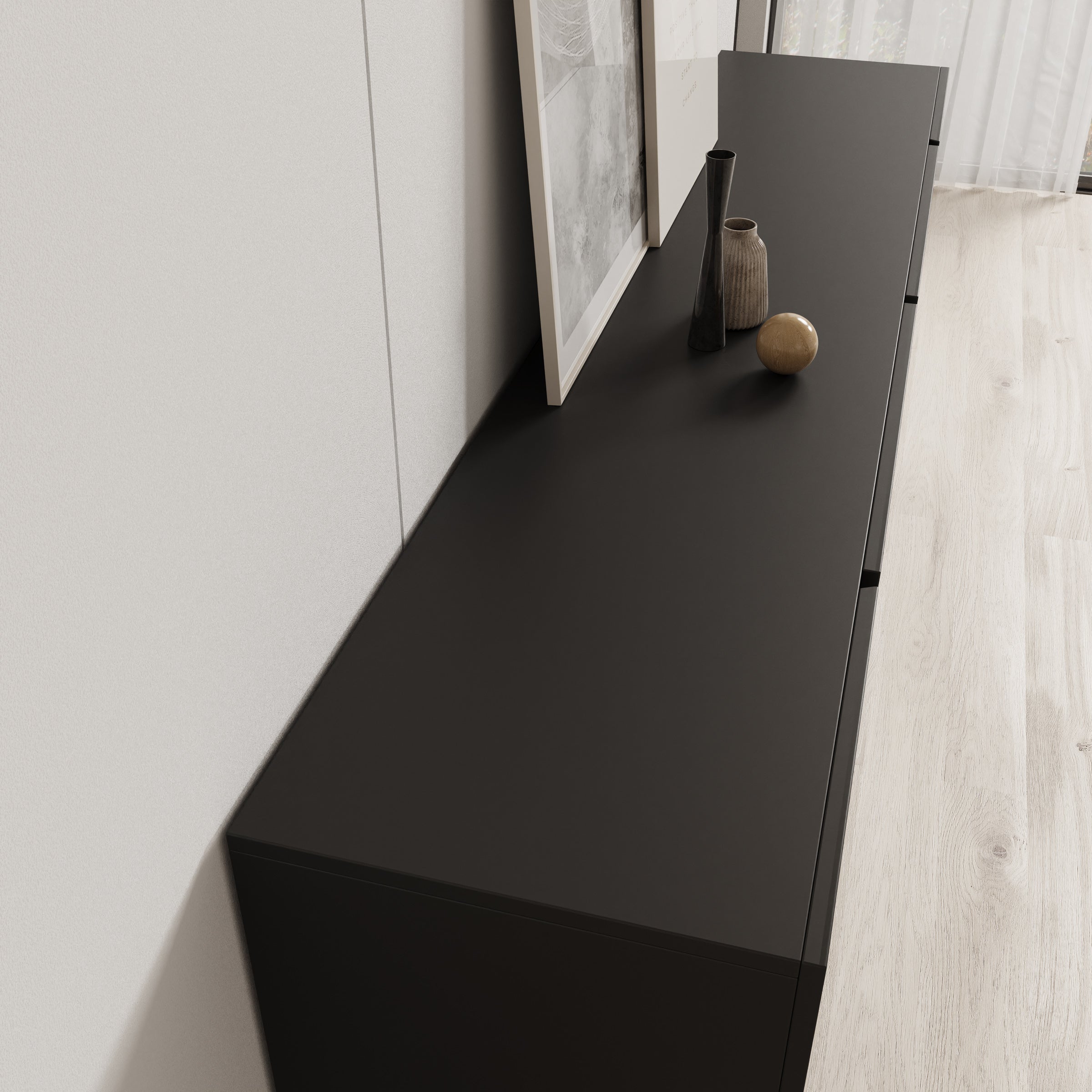 Aroji - Dressoir - Zwart - 195x40x78 cm