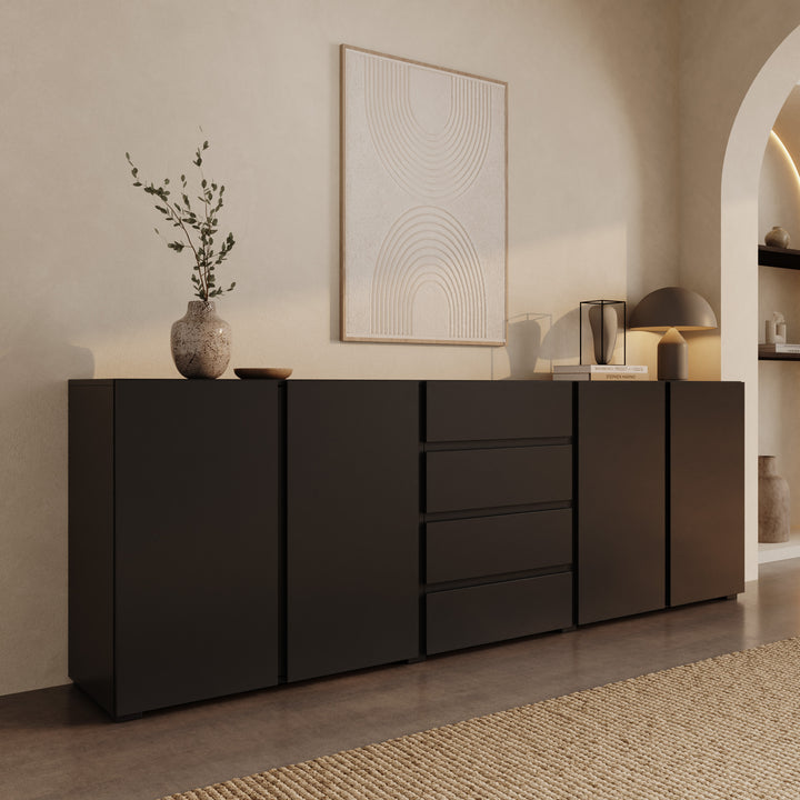Aroji - Dressoir - Zwart - 222x40x78 cm