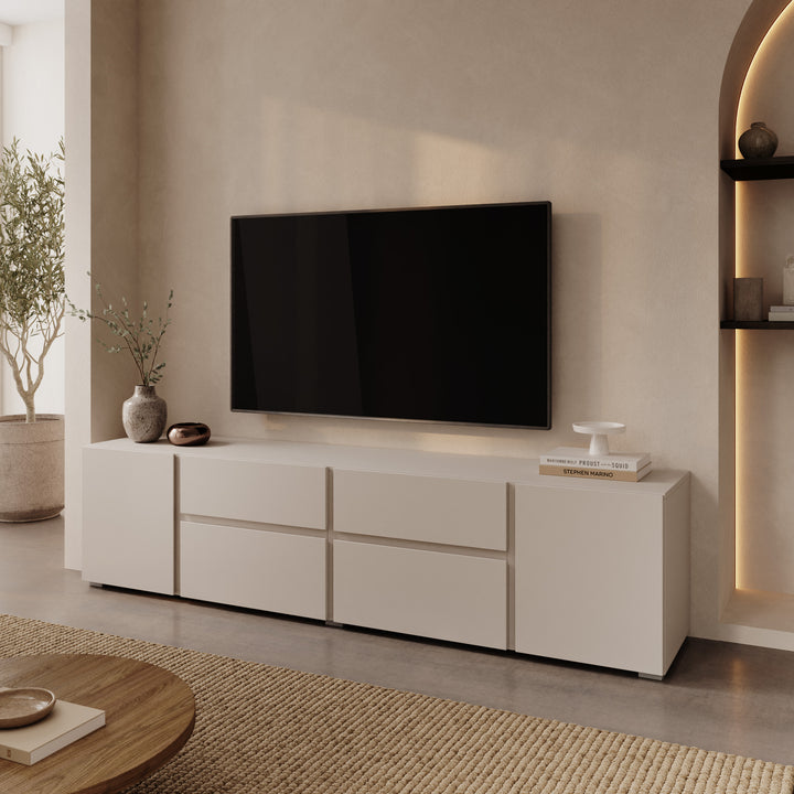 Aroji - TV-Meubel - Beige - 195x40x48 cm
