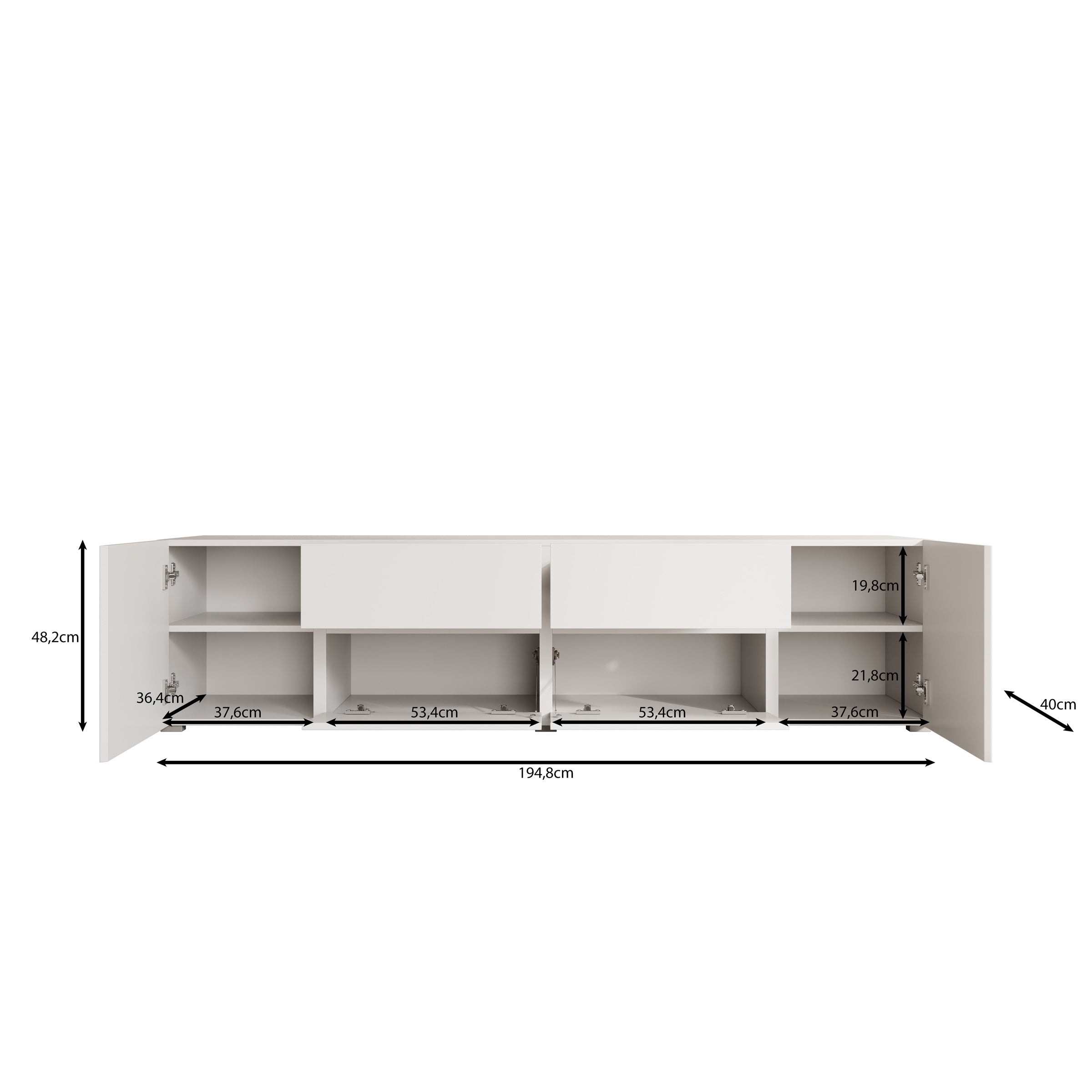 Aroji - TV-Meubel - Zwart - 195x40x48 cm