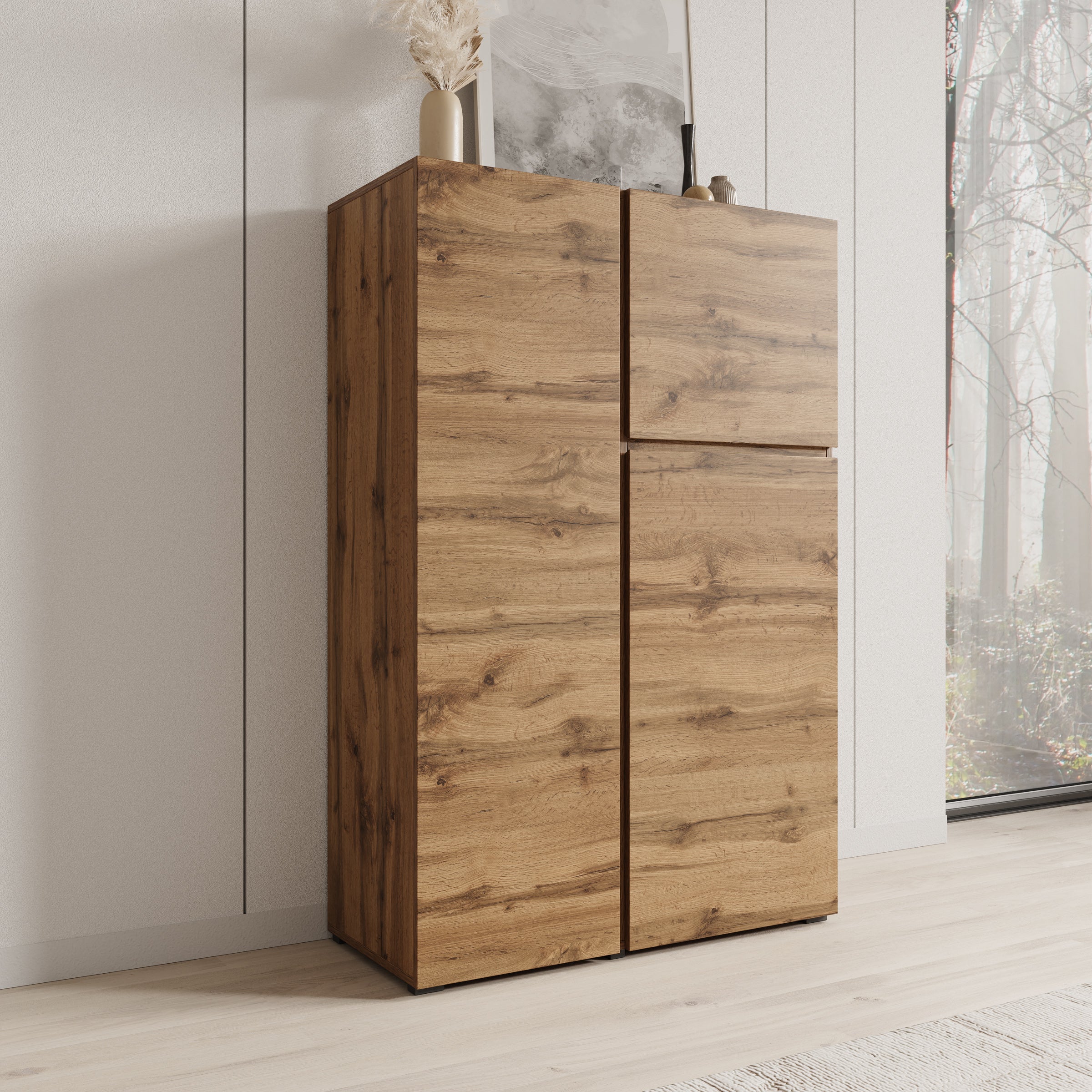 Aroji - Vitrinekast - Eikenpatroon - 92x40x139 cm