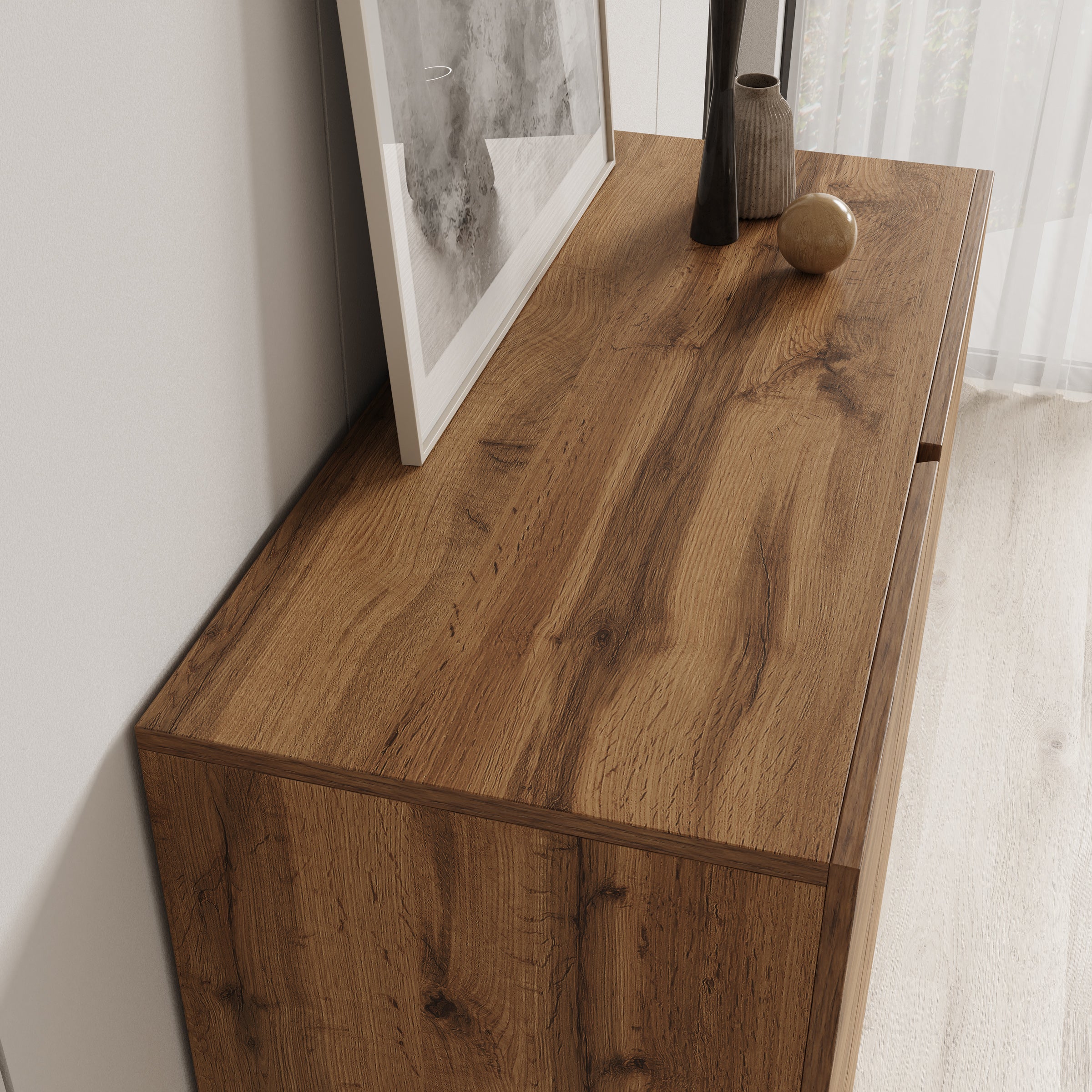 Aroji - Vitrinekast - Eikenpatroon - 92x40x139 cm