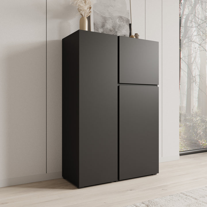 Aroji - Vitrinekast - Zwart - 92x40x139 cm