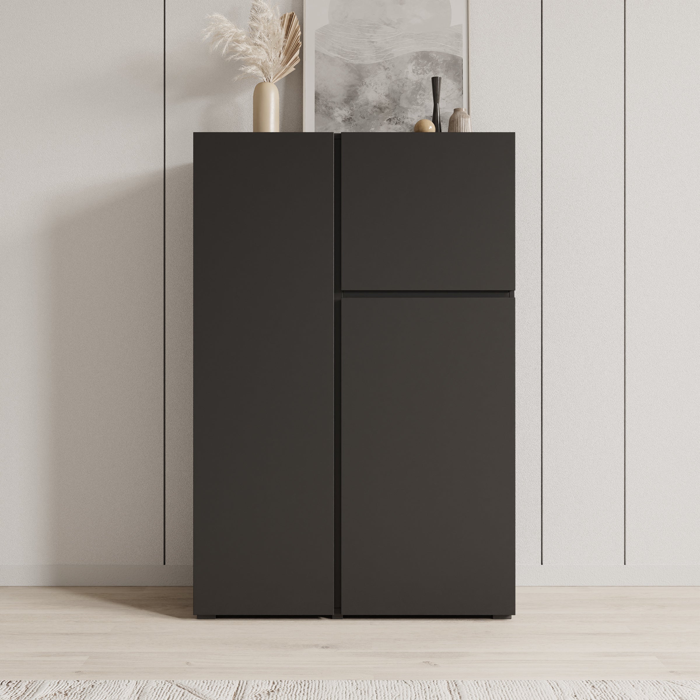 Aroji - Vitrinekast - Zwart - 92x40x139 cm