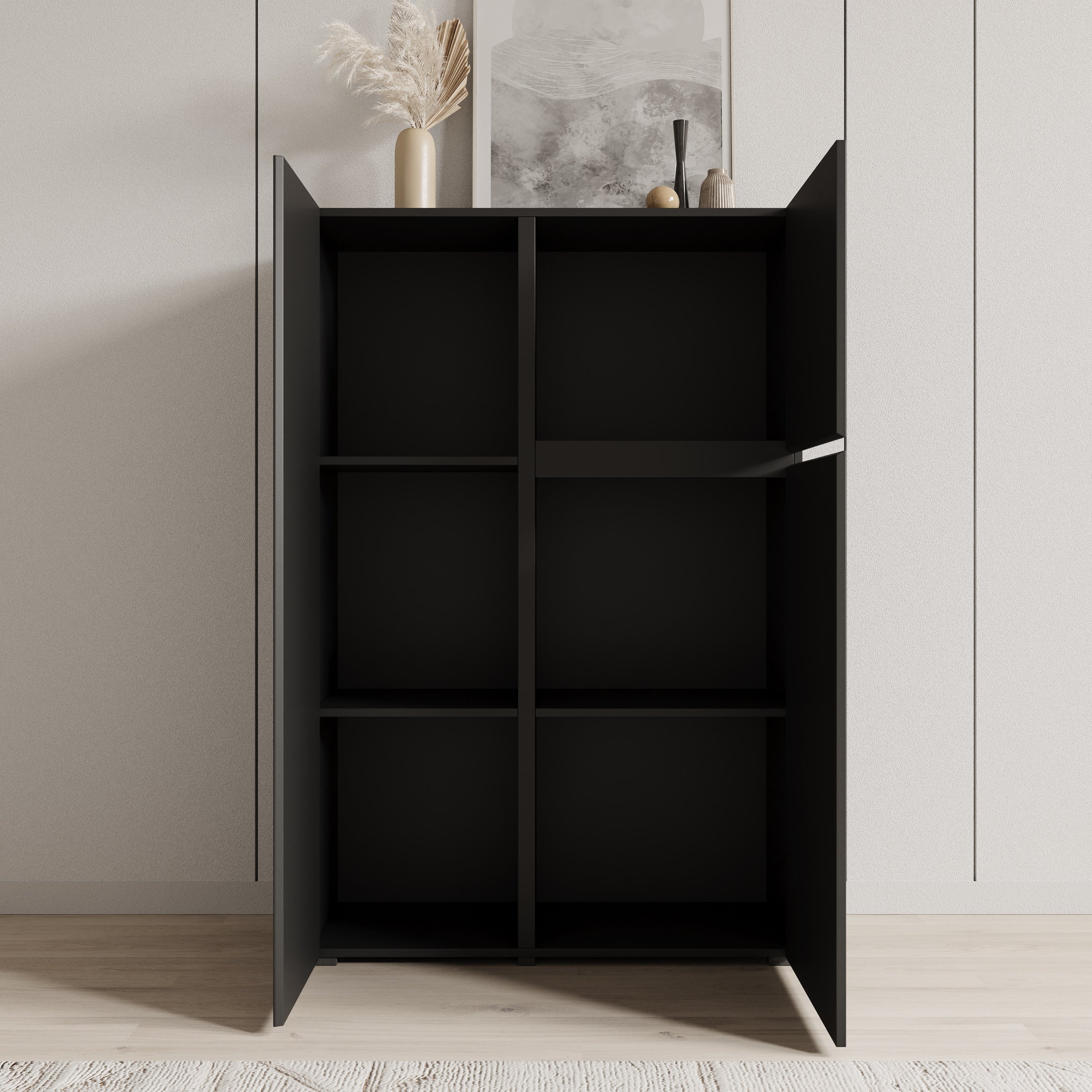 Aroji - Vitrinekast - Zwart - 92x40x139 cm