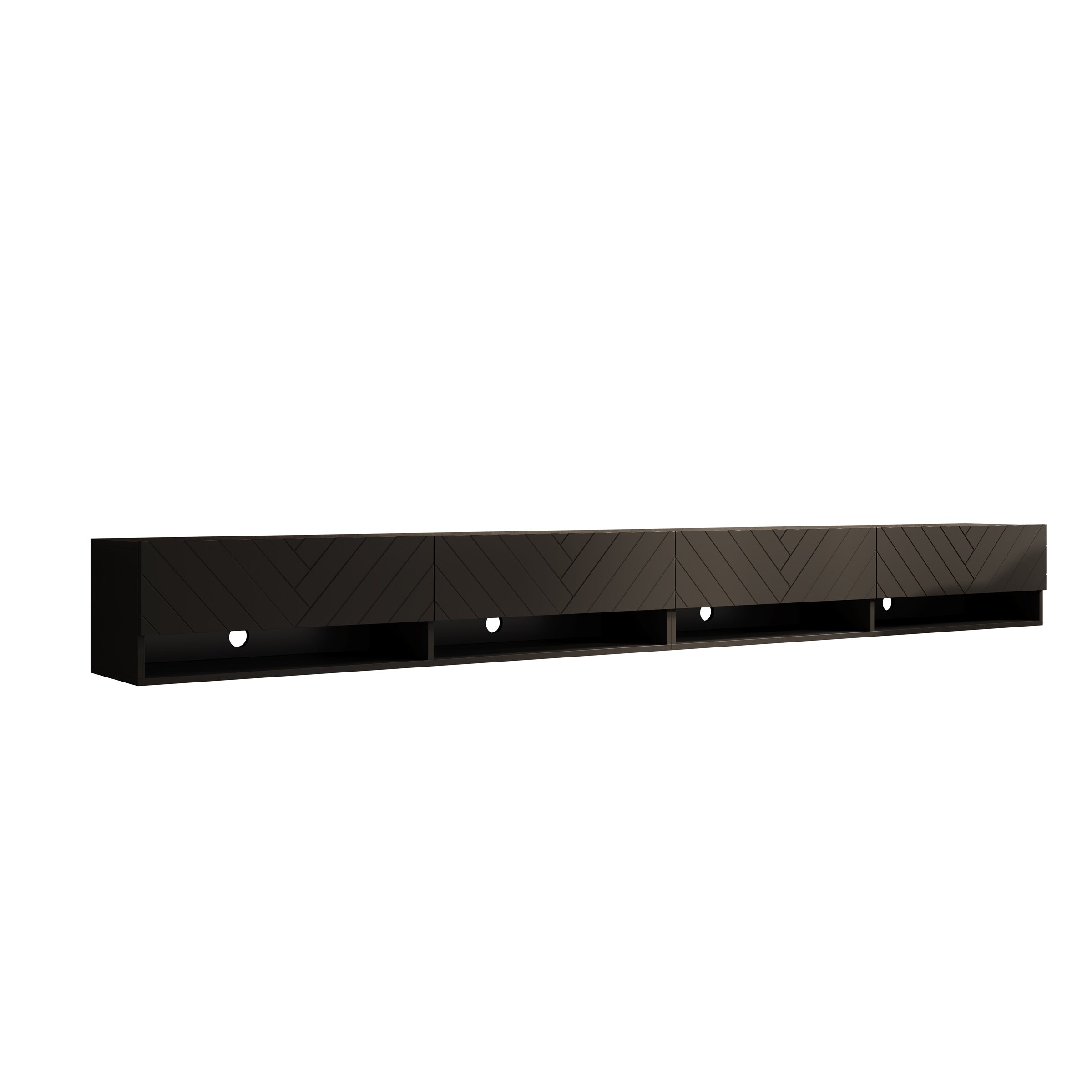 Asino - TV-Meubel  - Zwart Visgraat  - 280x31x30 cm
