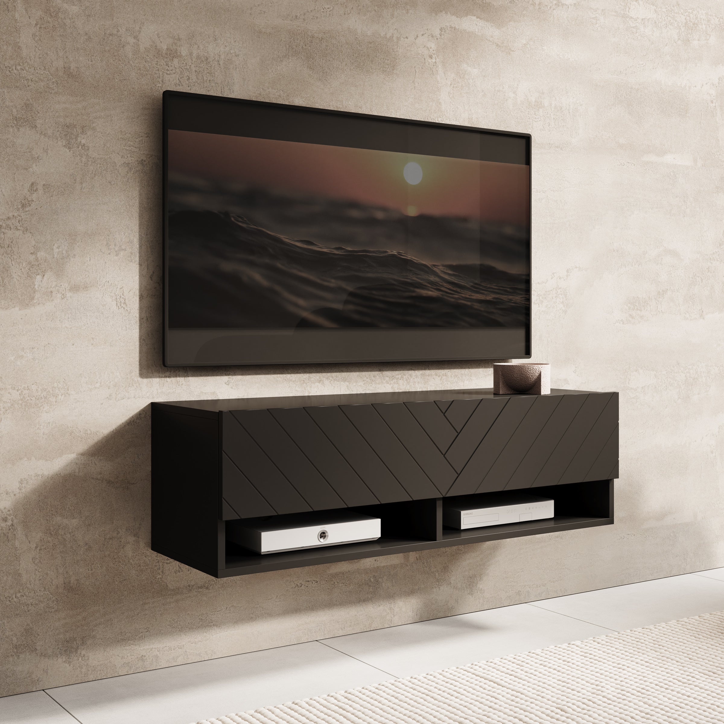 Asino - TV-Meubel  - Zwart visgraat - 100x31x30 cm