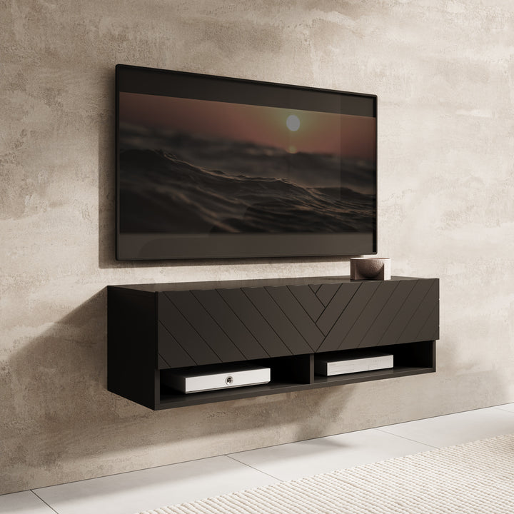 Asino - TV-Meubel  - Zwart visgraat - 100x31x30 cm