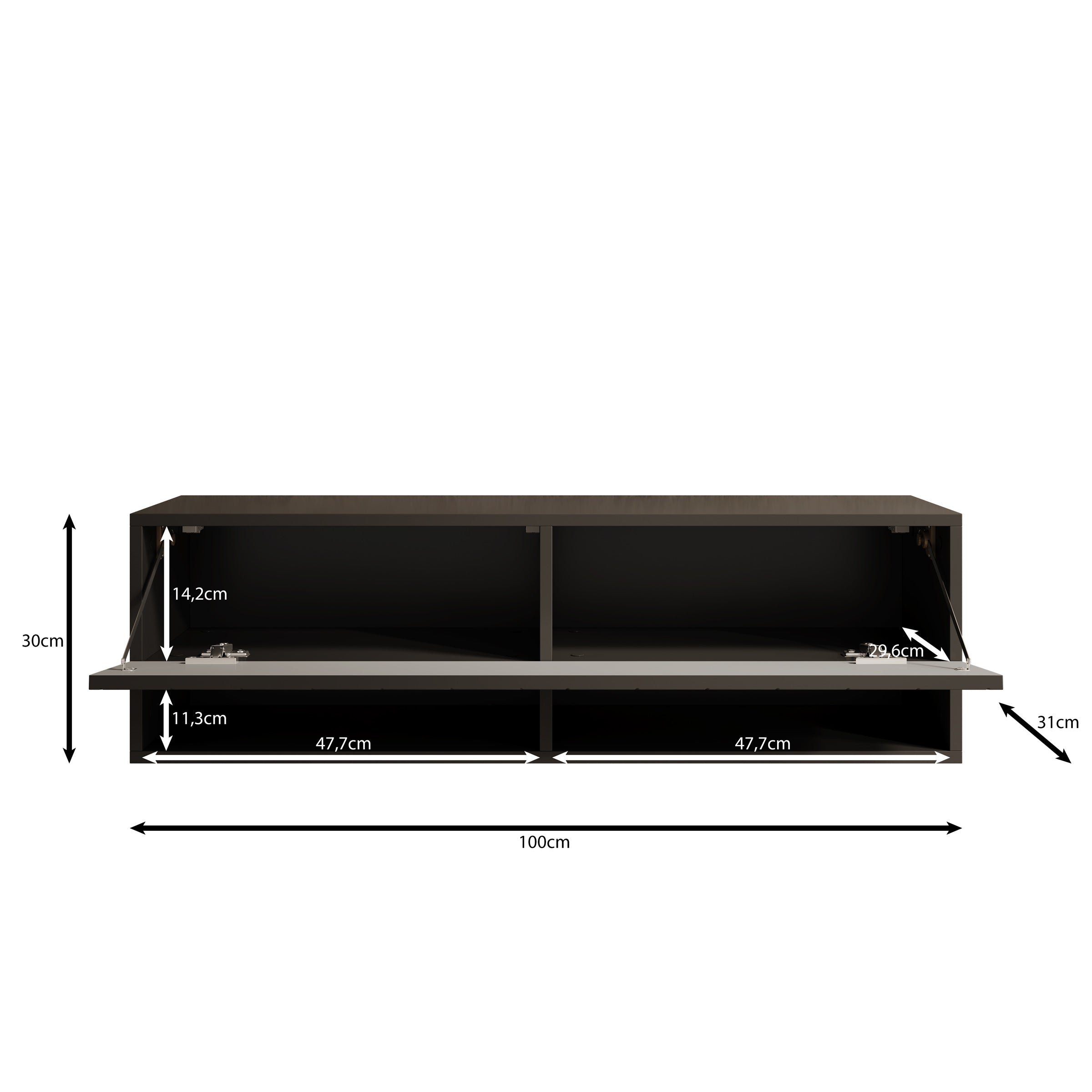 Asino - TV-Meubel  - Zwart visgraat - 100x31x30 cm