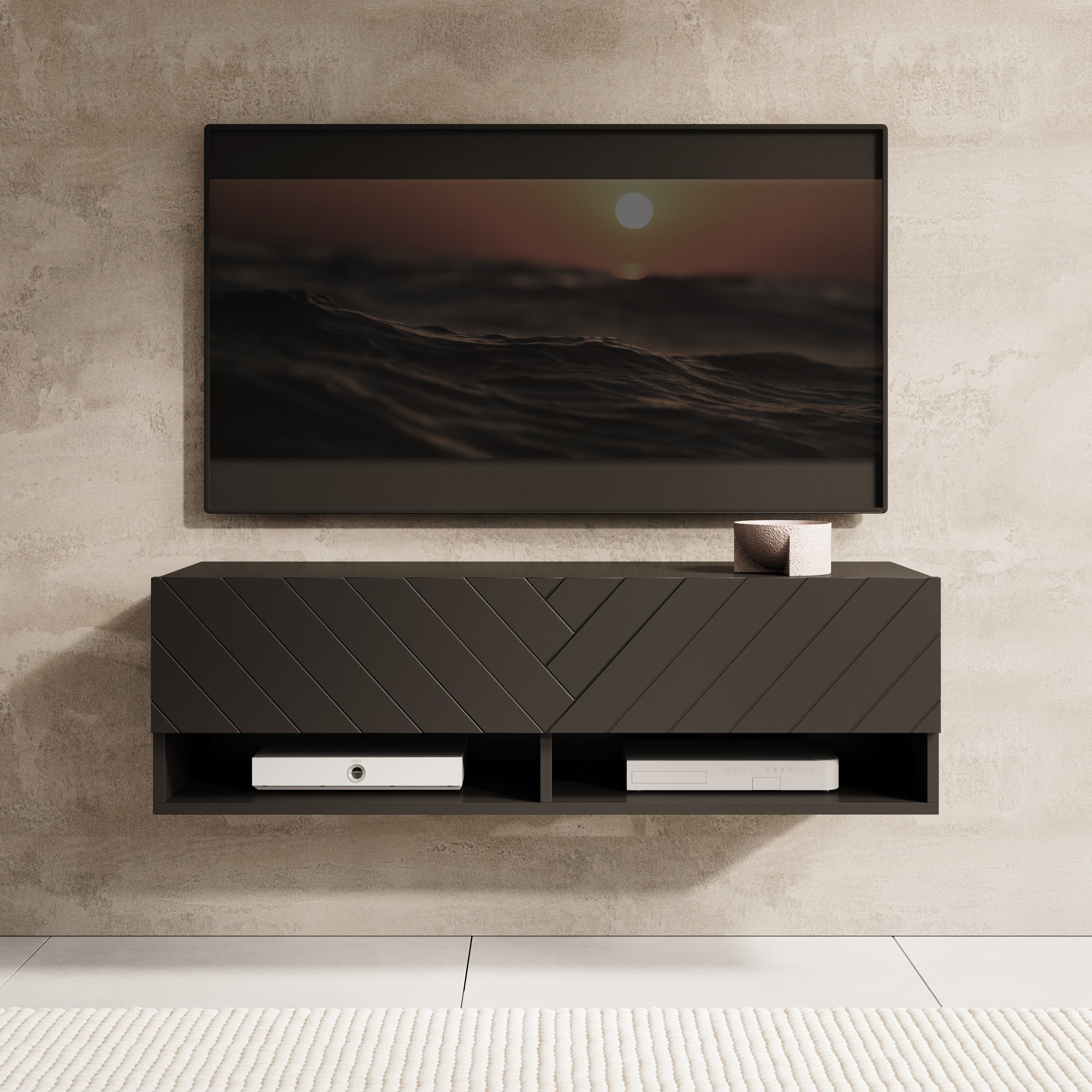Asino - TV-Meubel  - Zwart visgraat - 100x31x30 cm