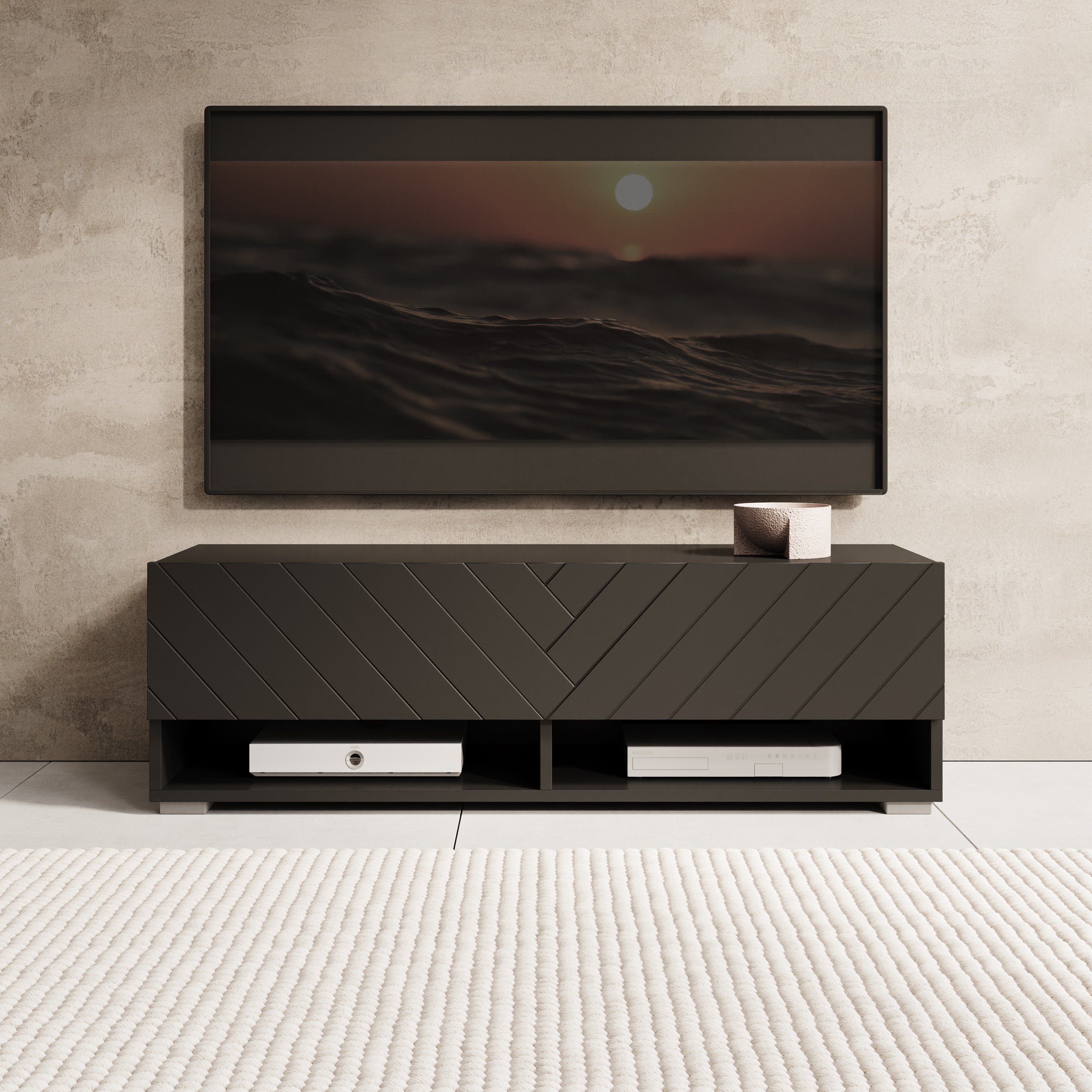 Asino - TV-Meubel  - Zwart visgraat - 100x31x30 cm