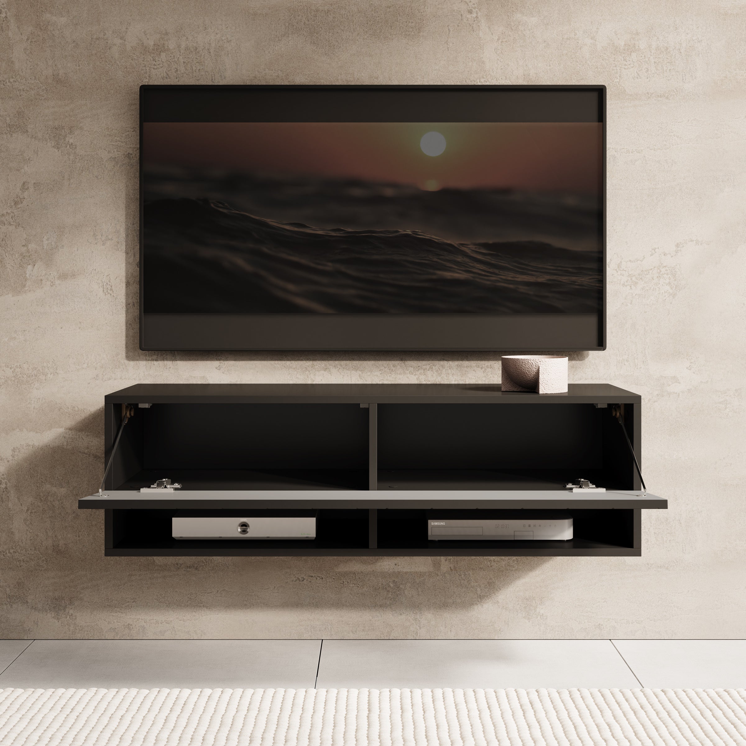 Asino - TV-Meubel  - Zwart visgraat - 100x31x30 cm