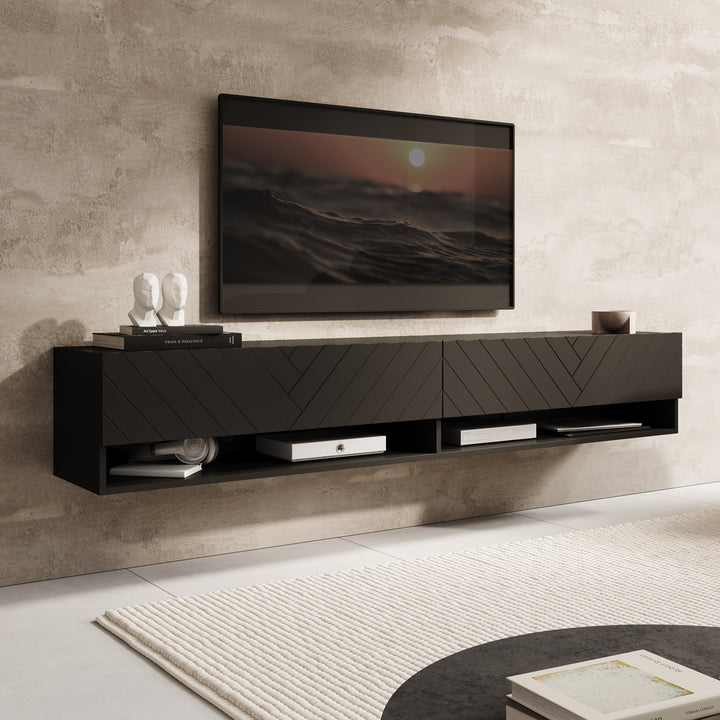 Asino - TV-Meubel  - Zwart visgraat  - 180x31x30 cm