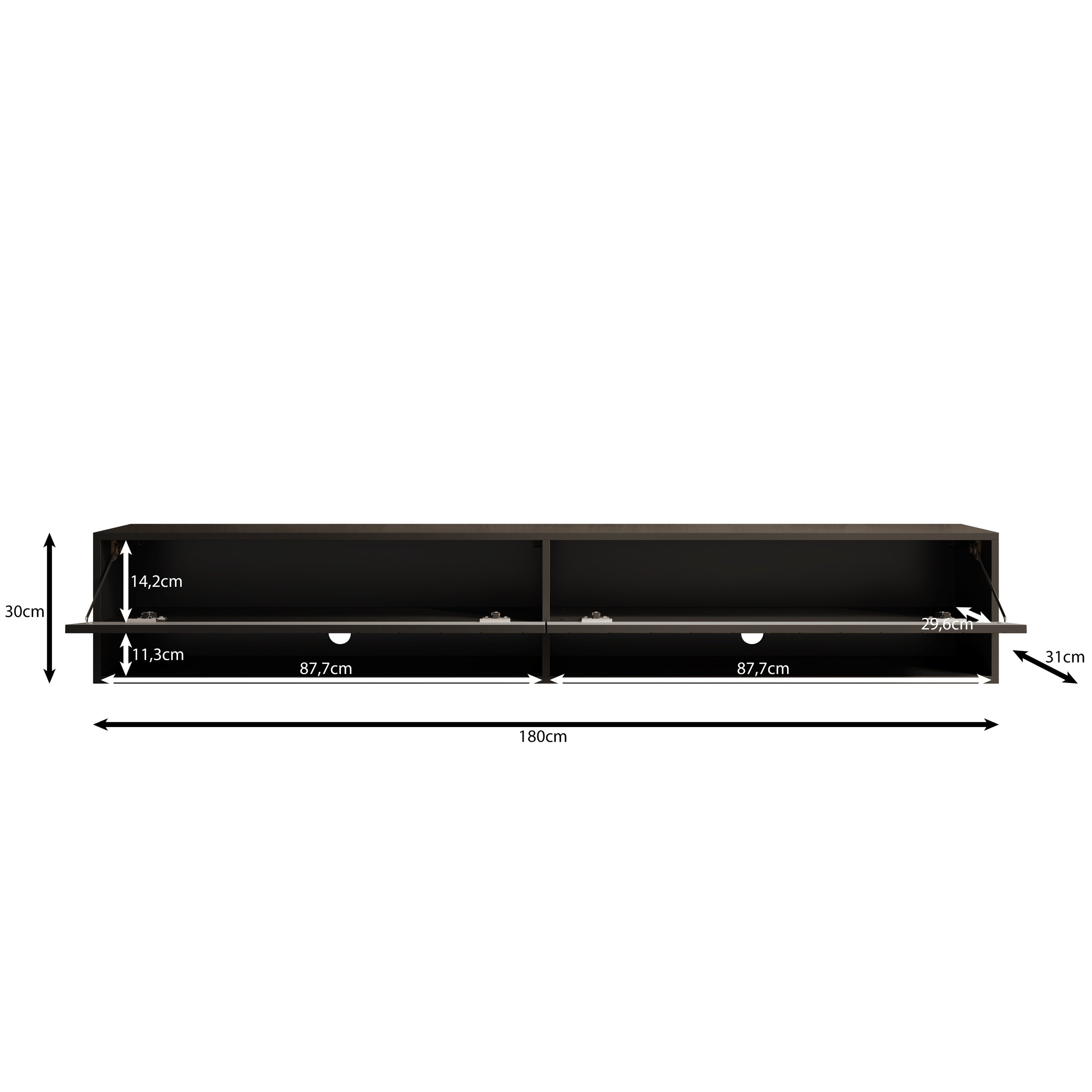 Asino - TV-Meubel  - Zwart visgraat  - 180x31x30 cm