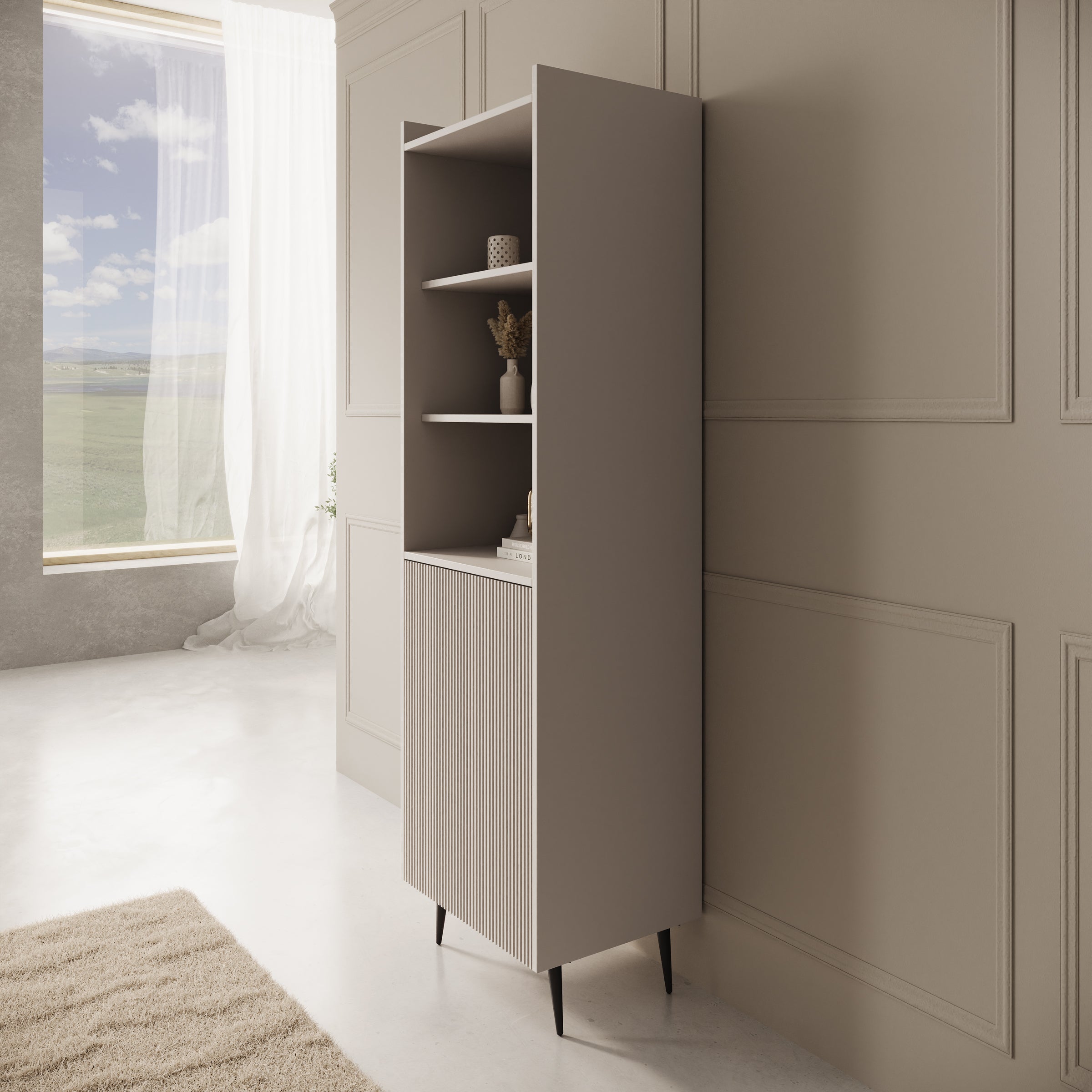 Asty - Boekenkast - Beige - 52x41x180 cm