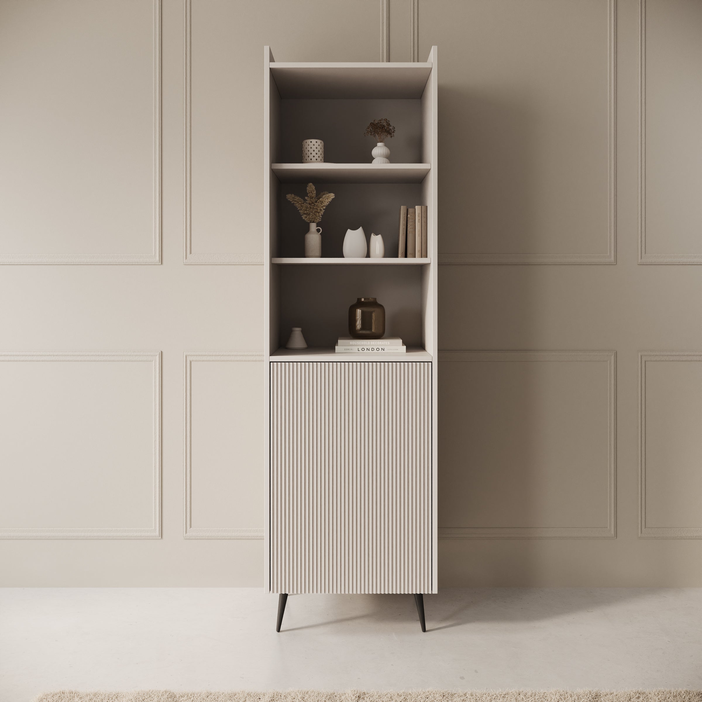 Asty - Boekenkast - Beige - 52x41x180 cm