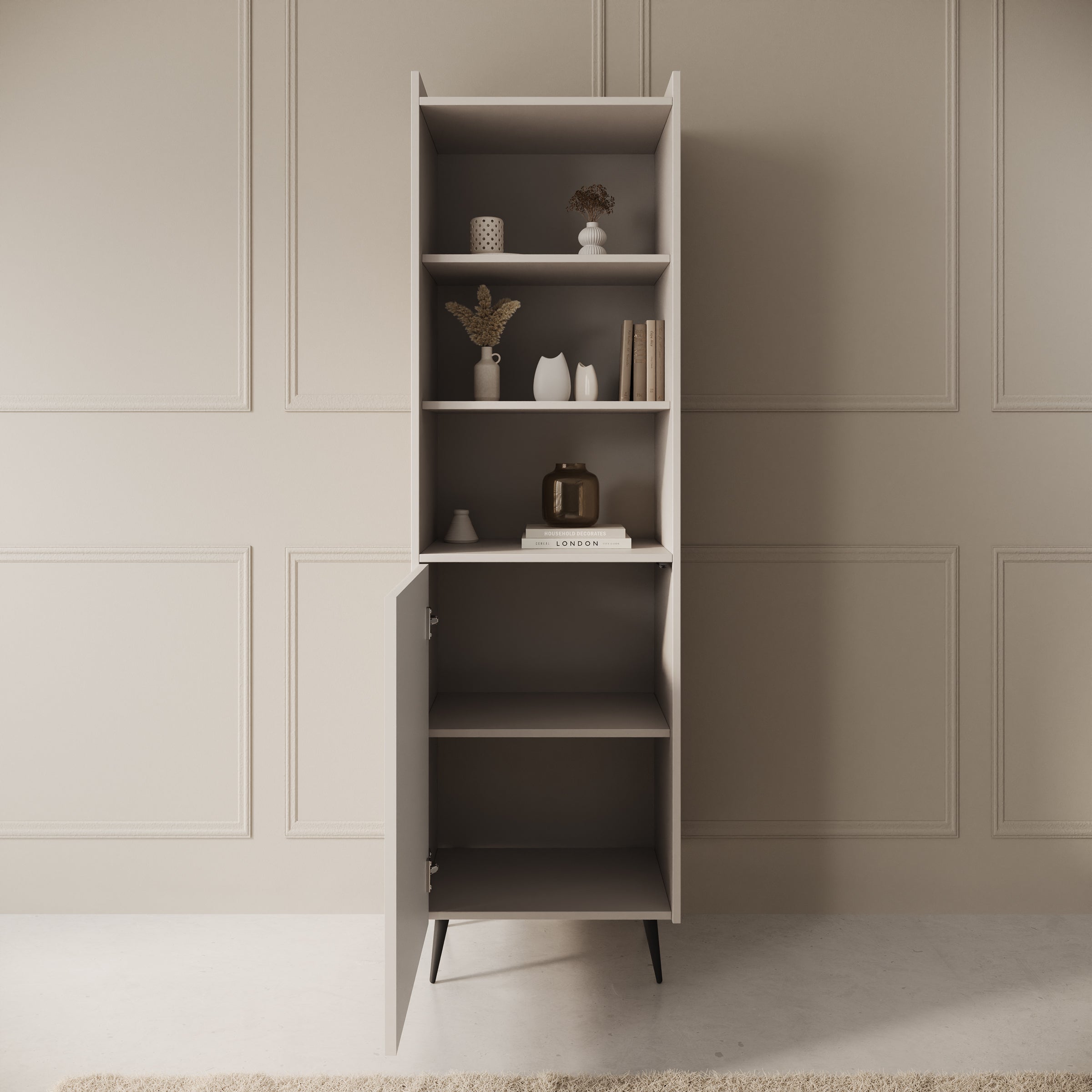 Asty - Boekenkast - Beige - 52x41x180 cm – Meubella