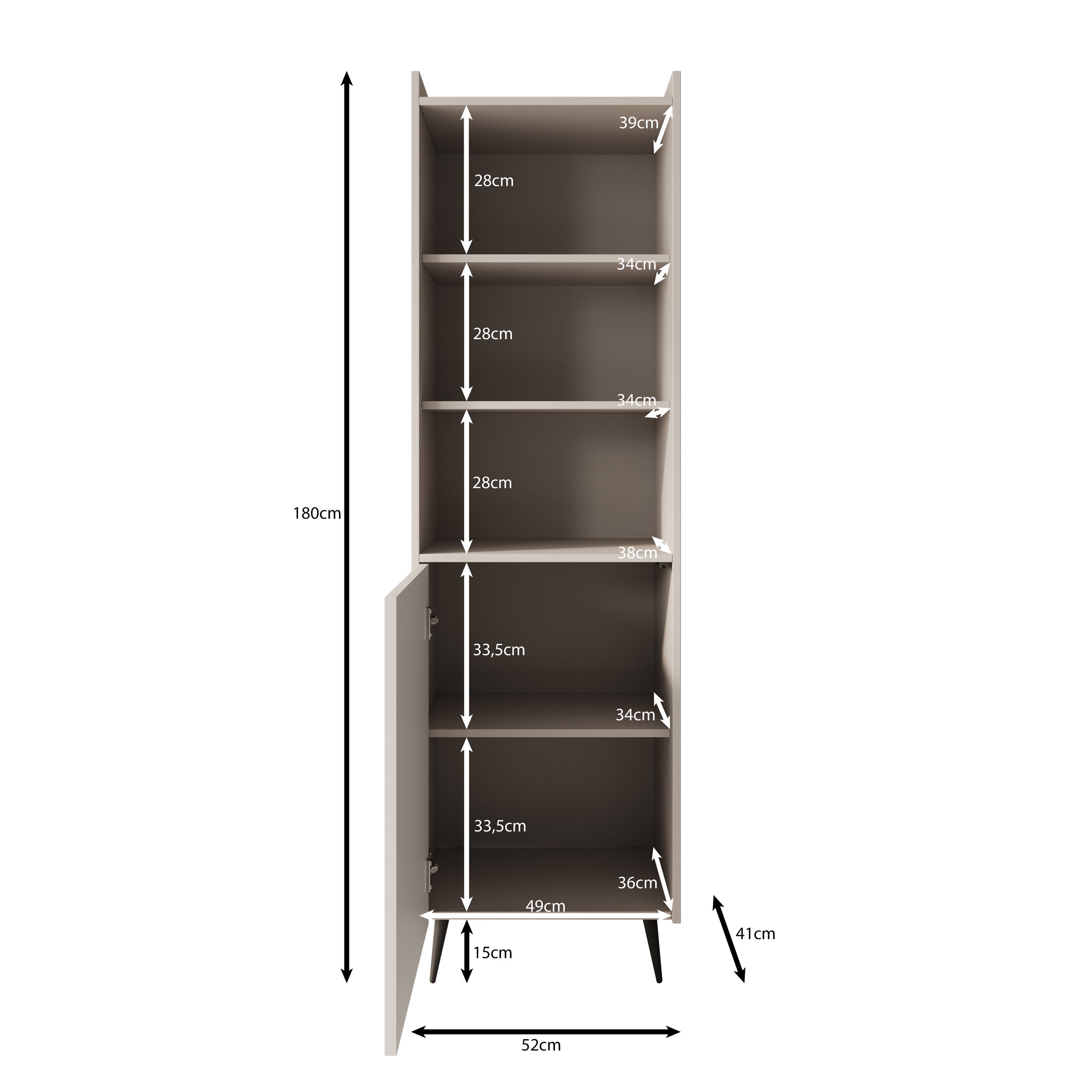 Asty - Boekenkast - Donker eiken - 52x41x180 cm