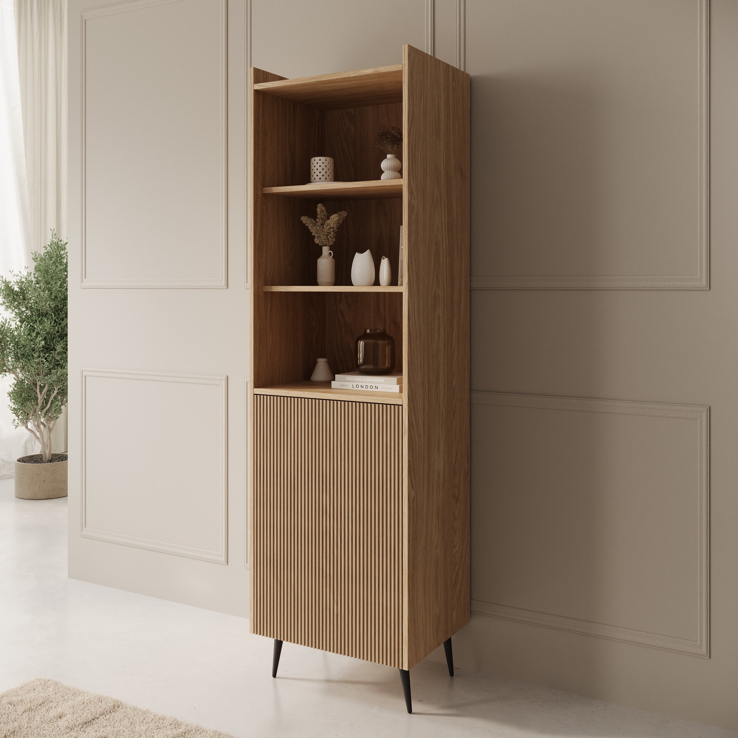 Asty - Boekenkast - Licht eikenpatroon - 52x41x180 cm