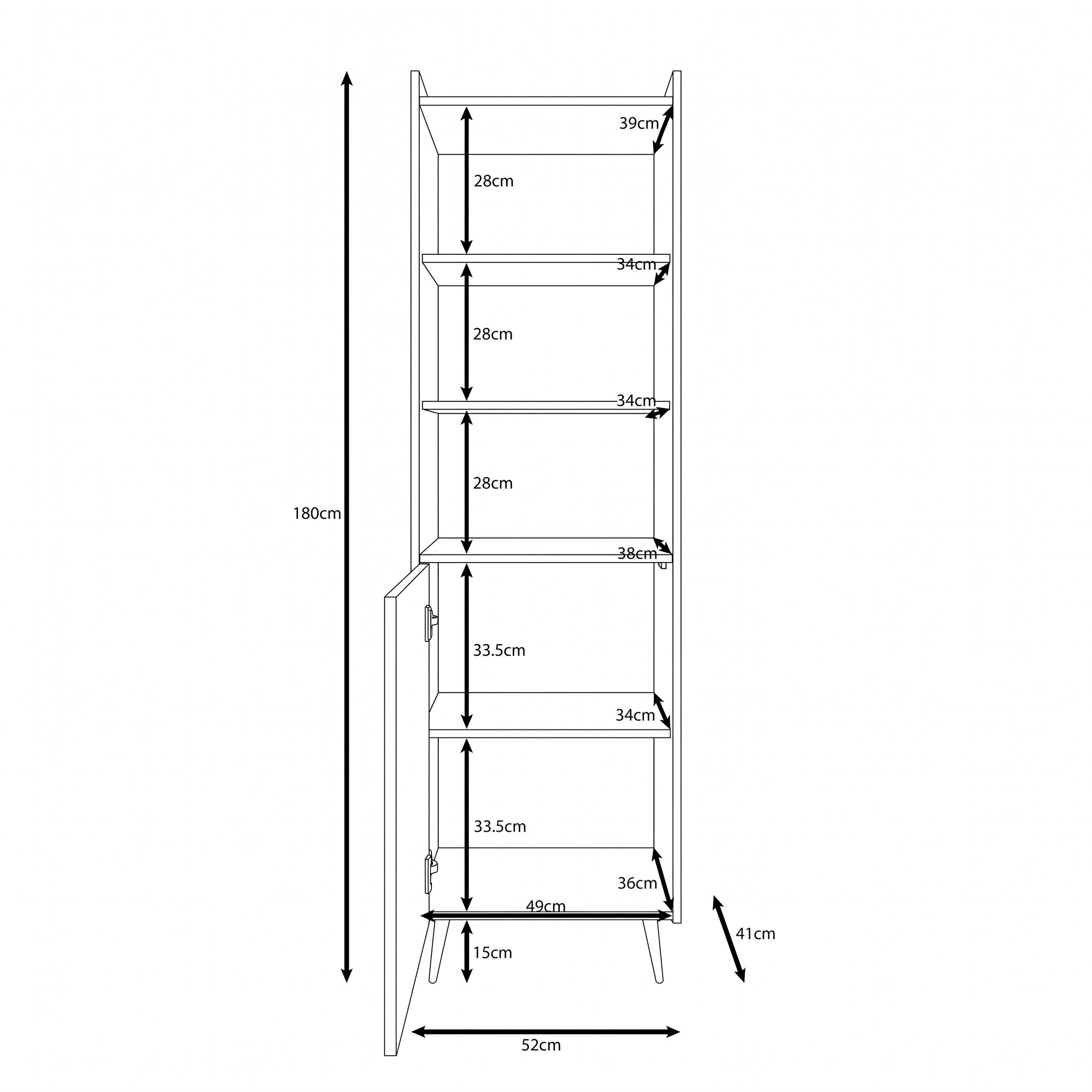 Asty - Boekenkast - Licht eikenpatroon - 52x41x180 cm