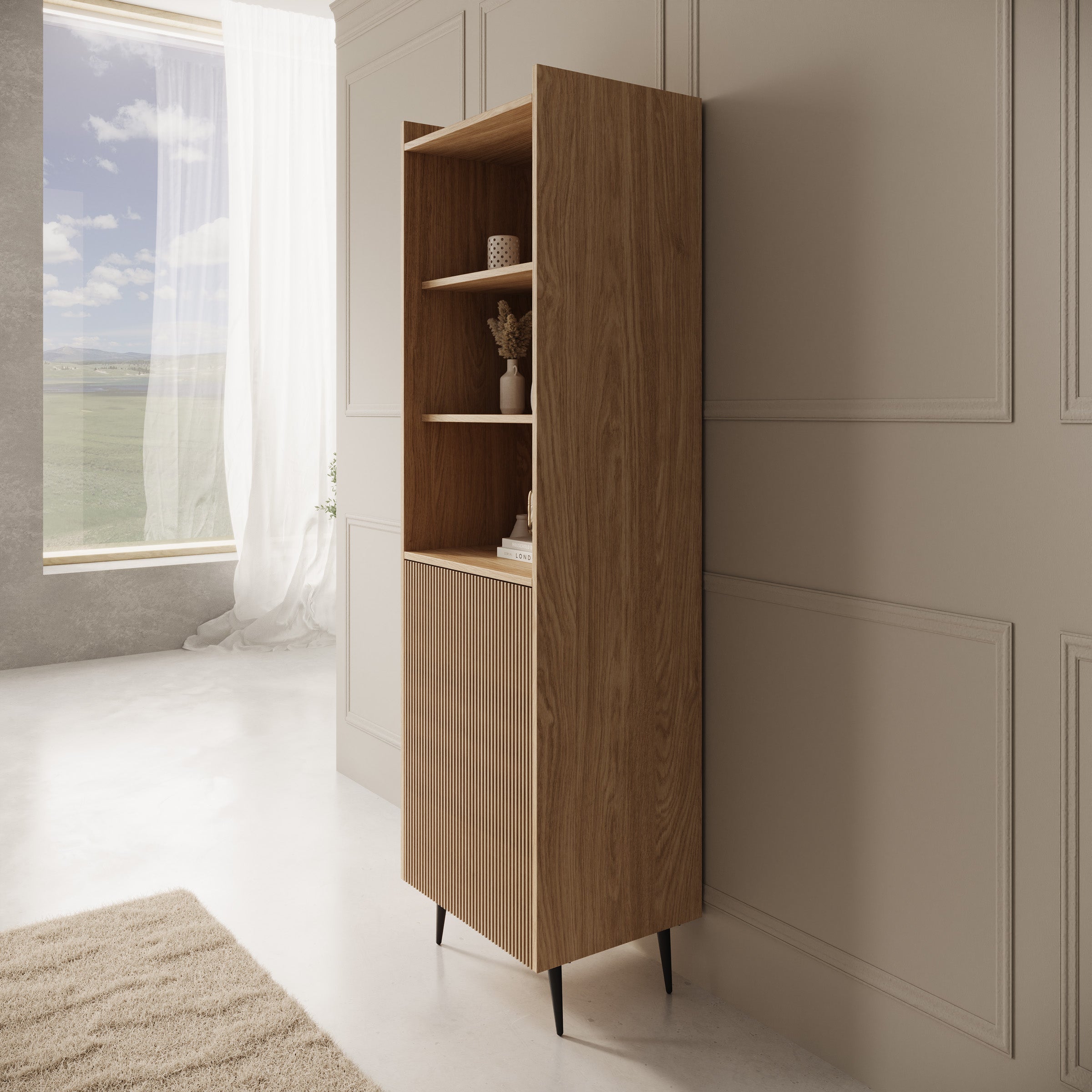 Asty - Boekenkast - Licht eikenpatroon - 52x41x180 cm
