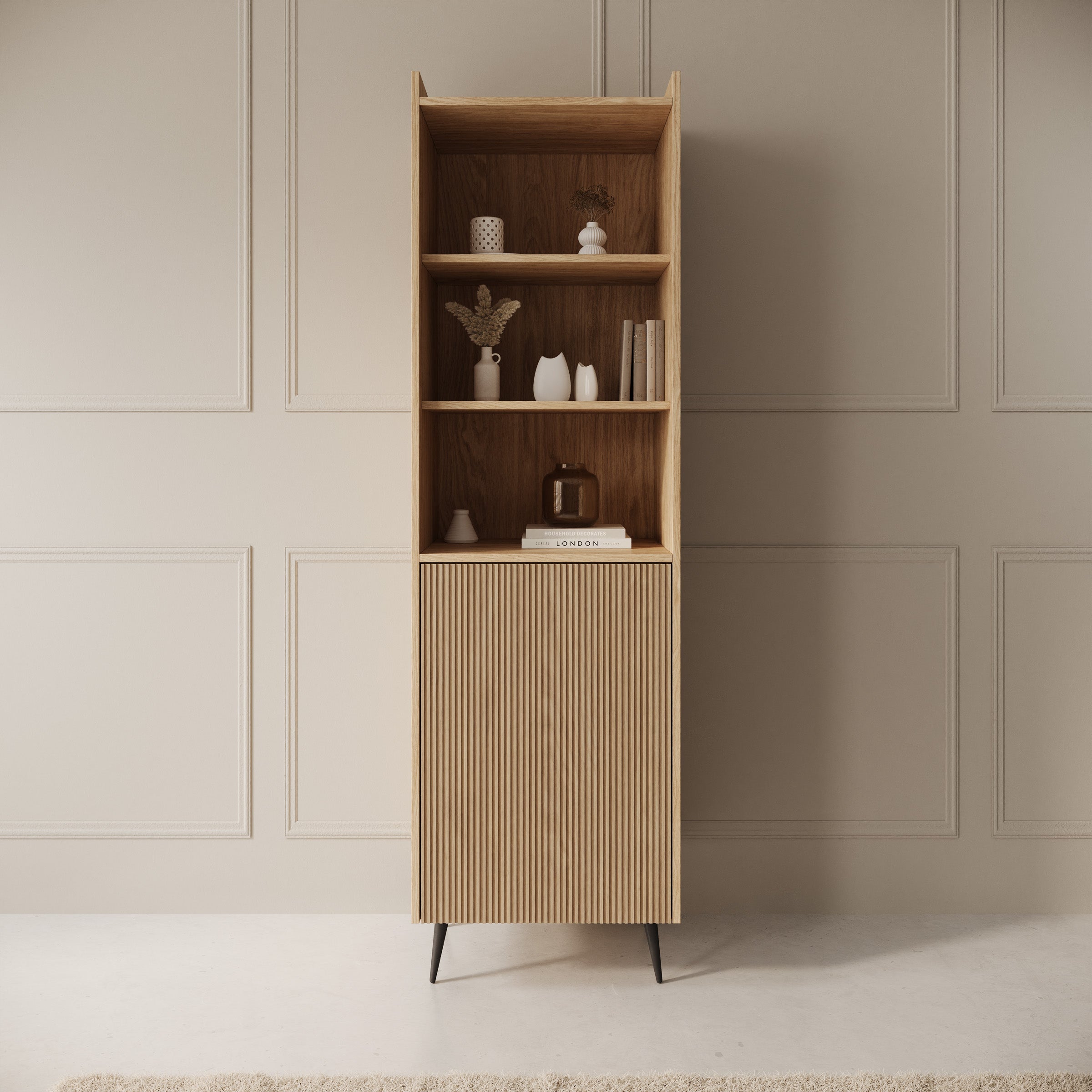 Asty - Boekenkast - Licht eikenpatroon - 52x41x180 cm