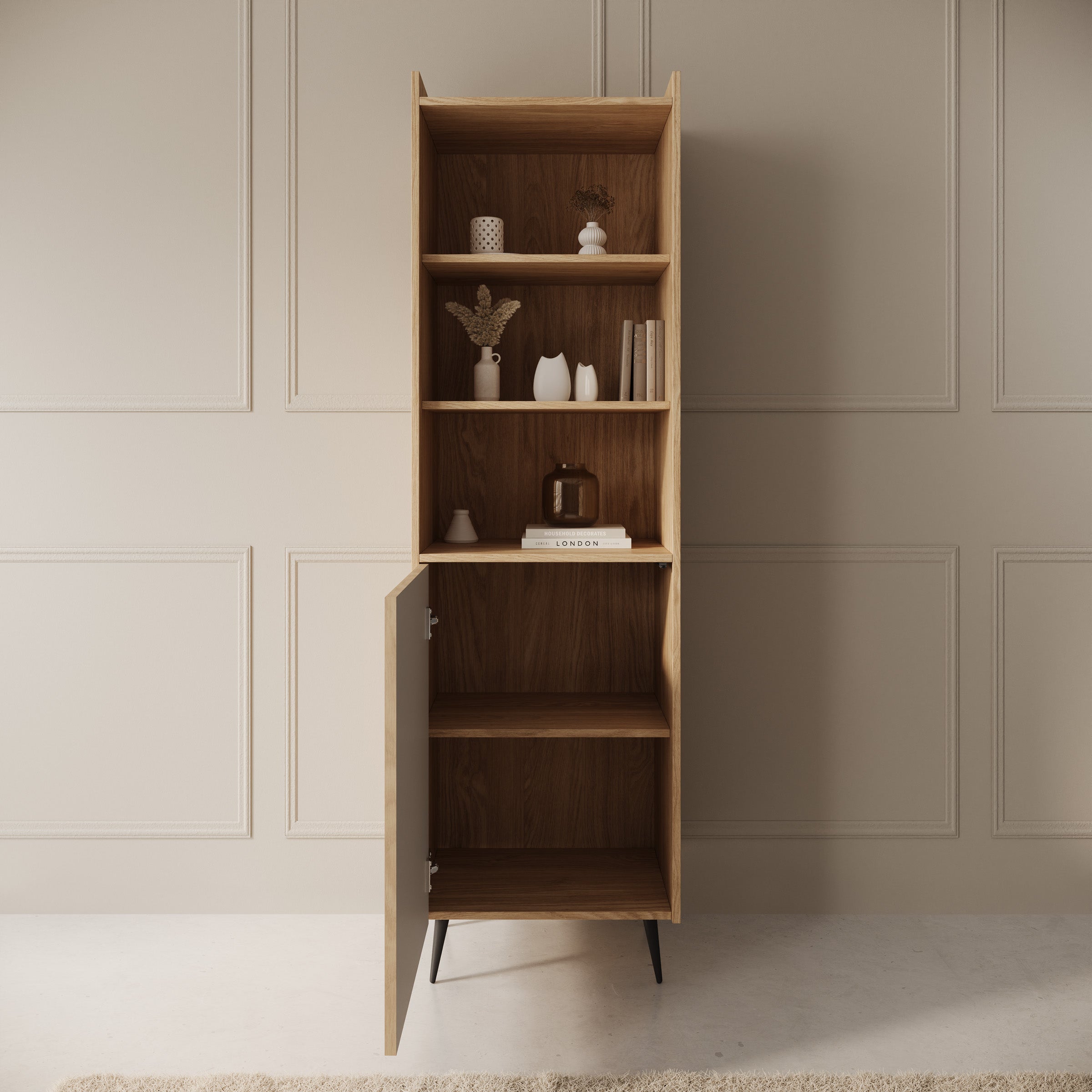 Asty - Boekenkast - Licht eikenpatroon - 52x41x180 cm