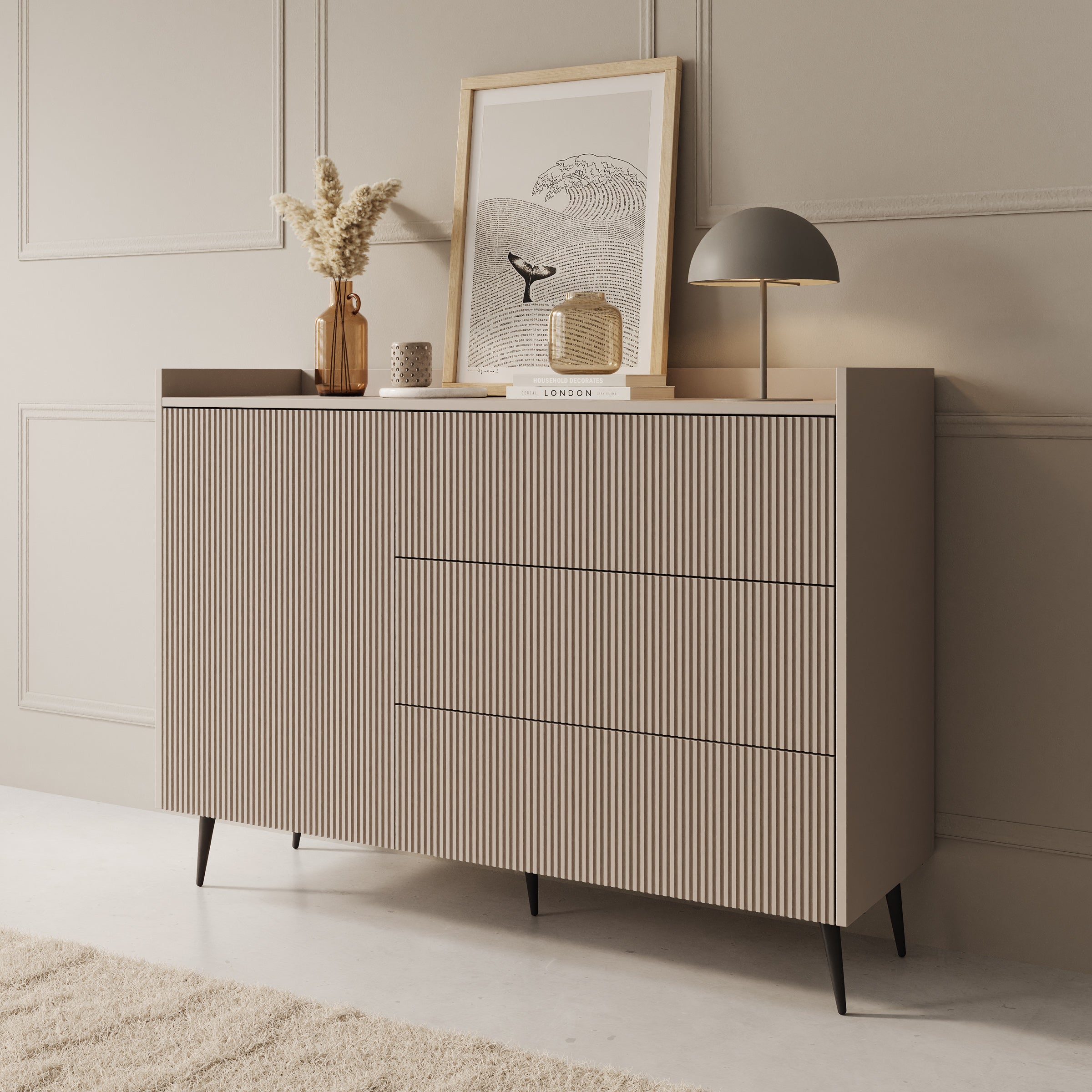 Asty - Dressoir - Beige - 126x41x92 cm