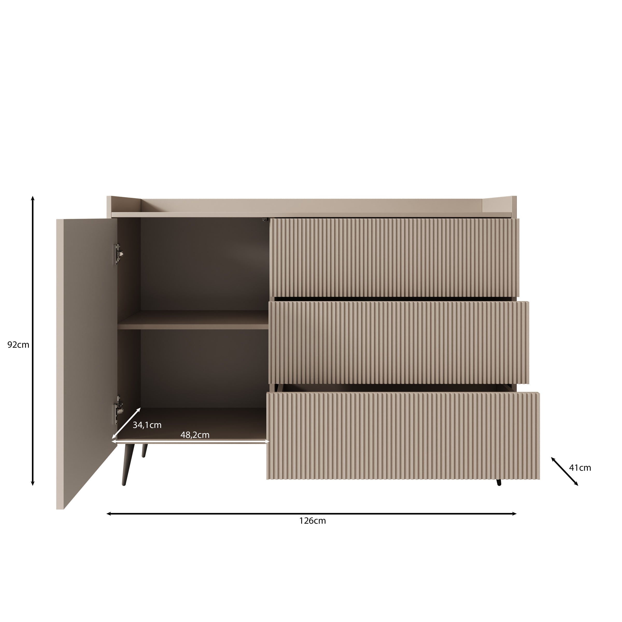 Asty - Dressoir - Beige - 126x41x92 cm