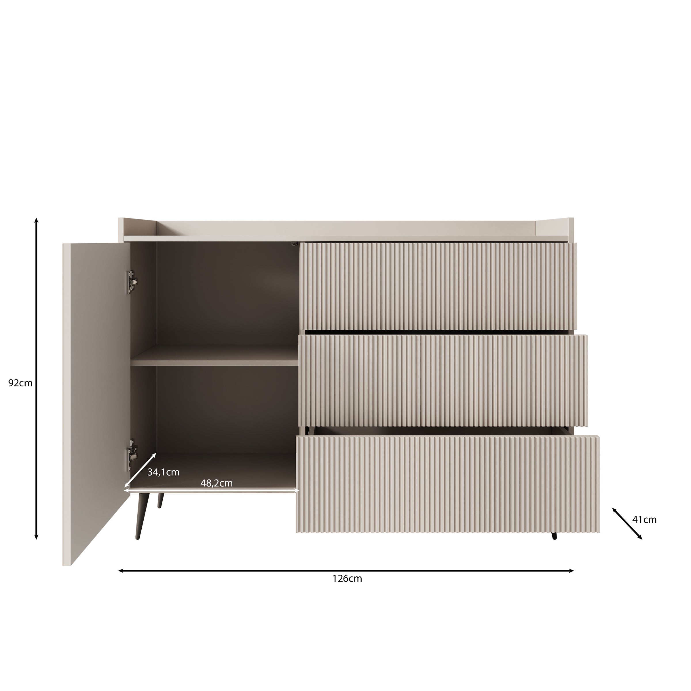 Asty - Dressoir - Beige - 126x41x92 cm