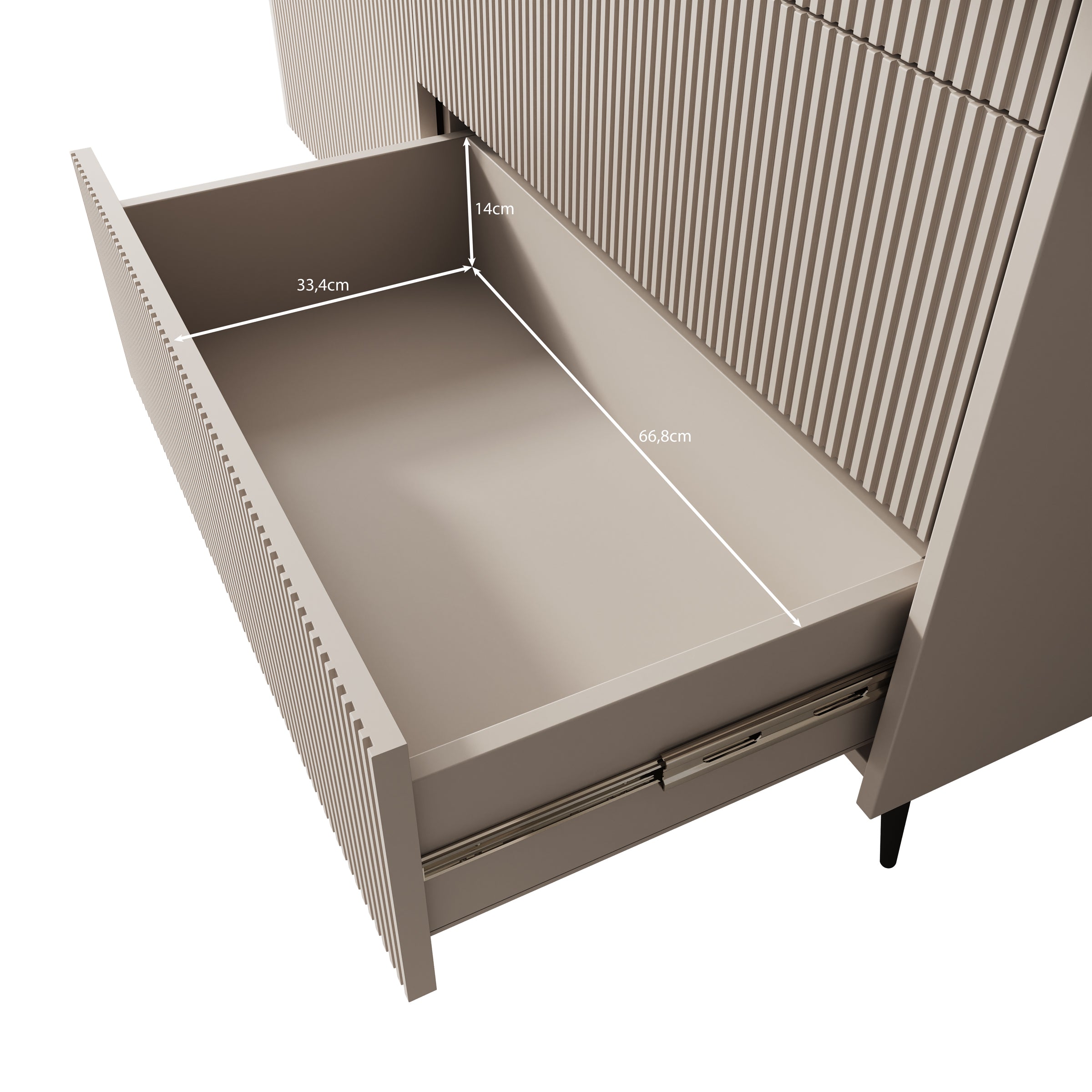Asty - Dressoir - Beige - 126x41x92 cm