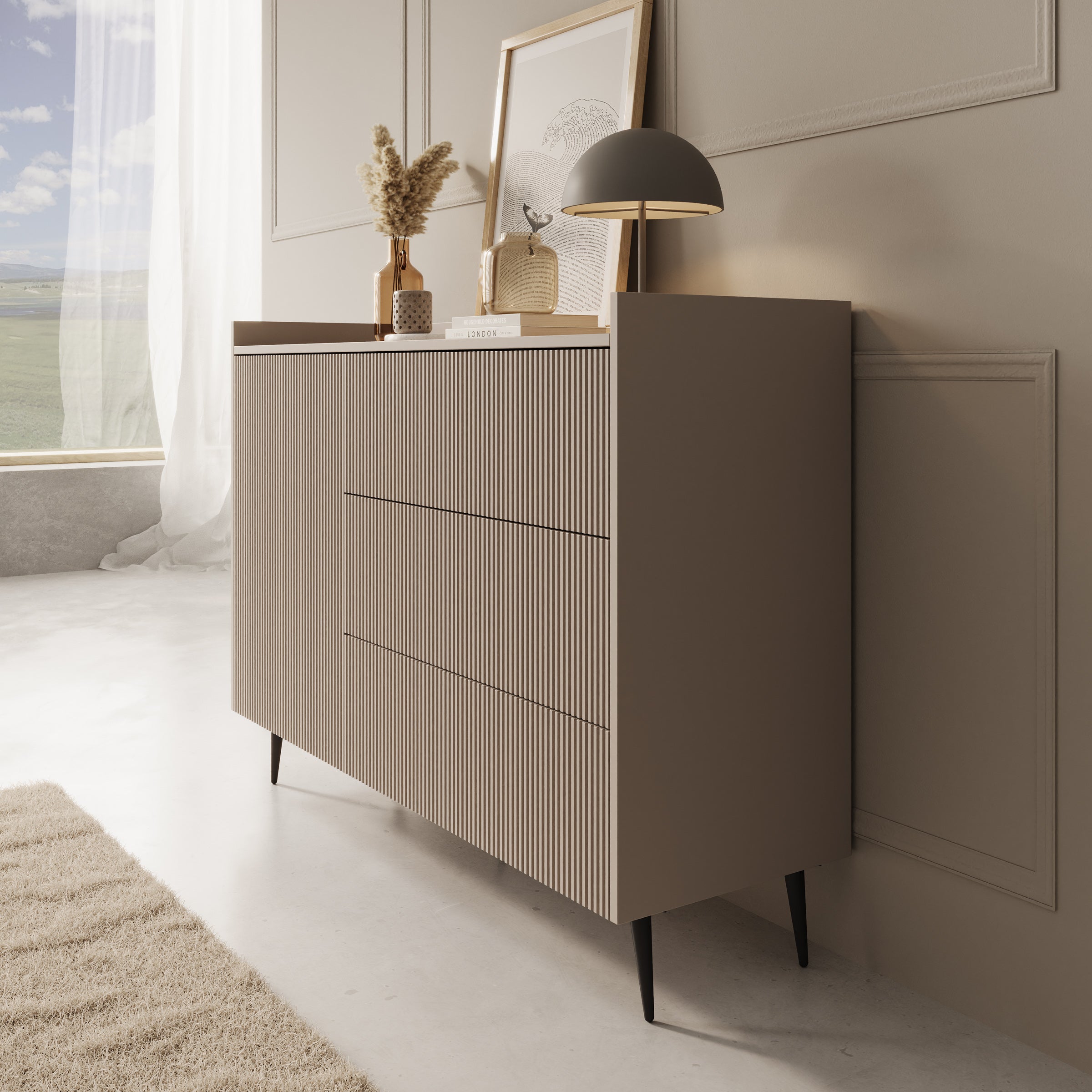 Asty - Dressoir - Beige - 126x41x92 cm